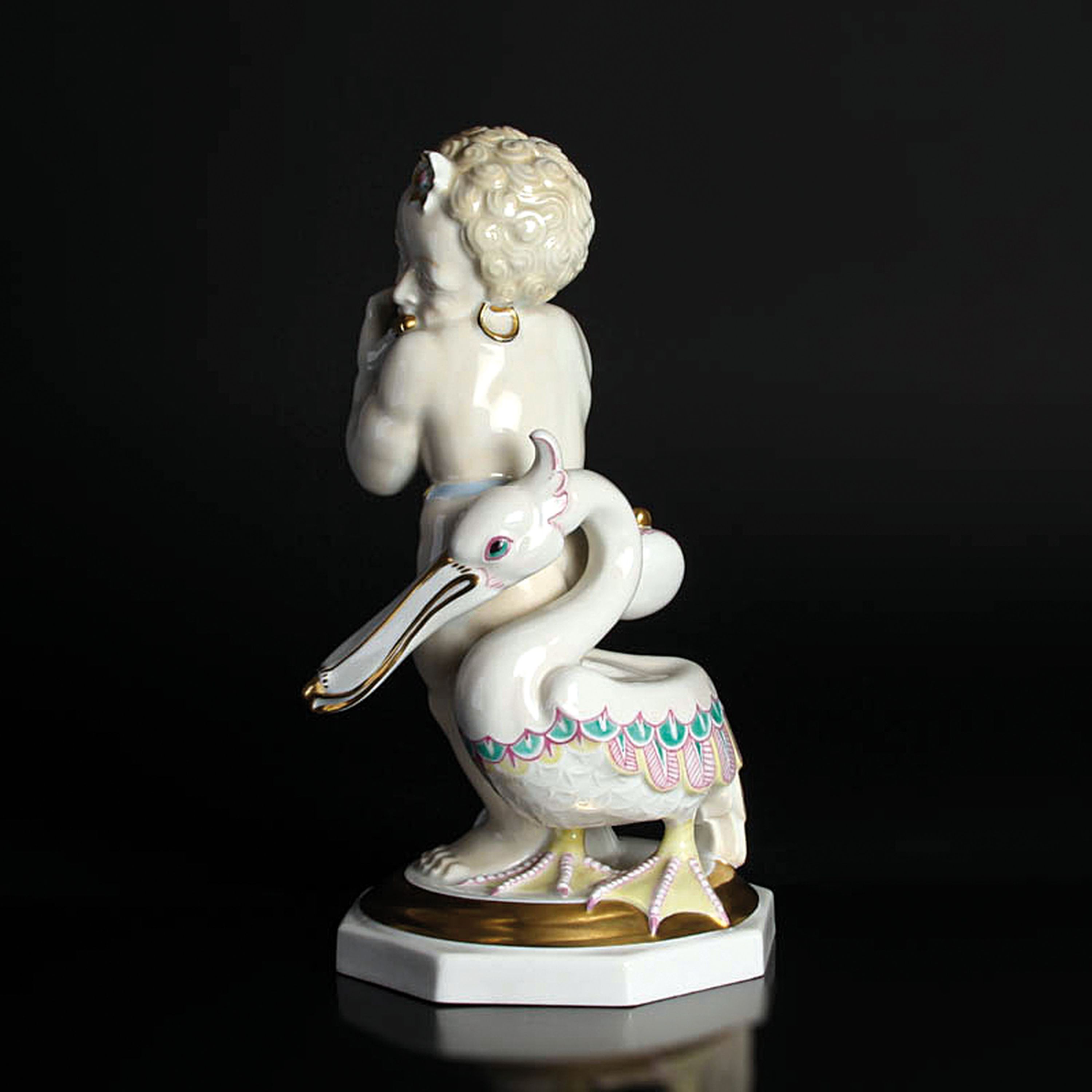 Detail c: Porzellanfigur "Orpheus", Hutschenreuther, Kunstabteilung Selb, Entw. Ludwig Vierthaler 1924, Porzellan, farbig und goldstaffiert, Art ...