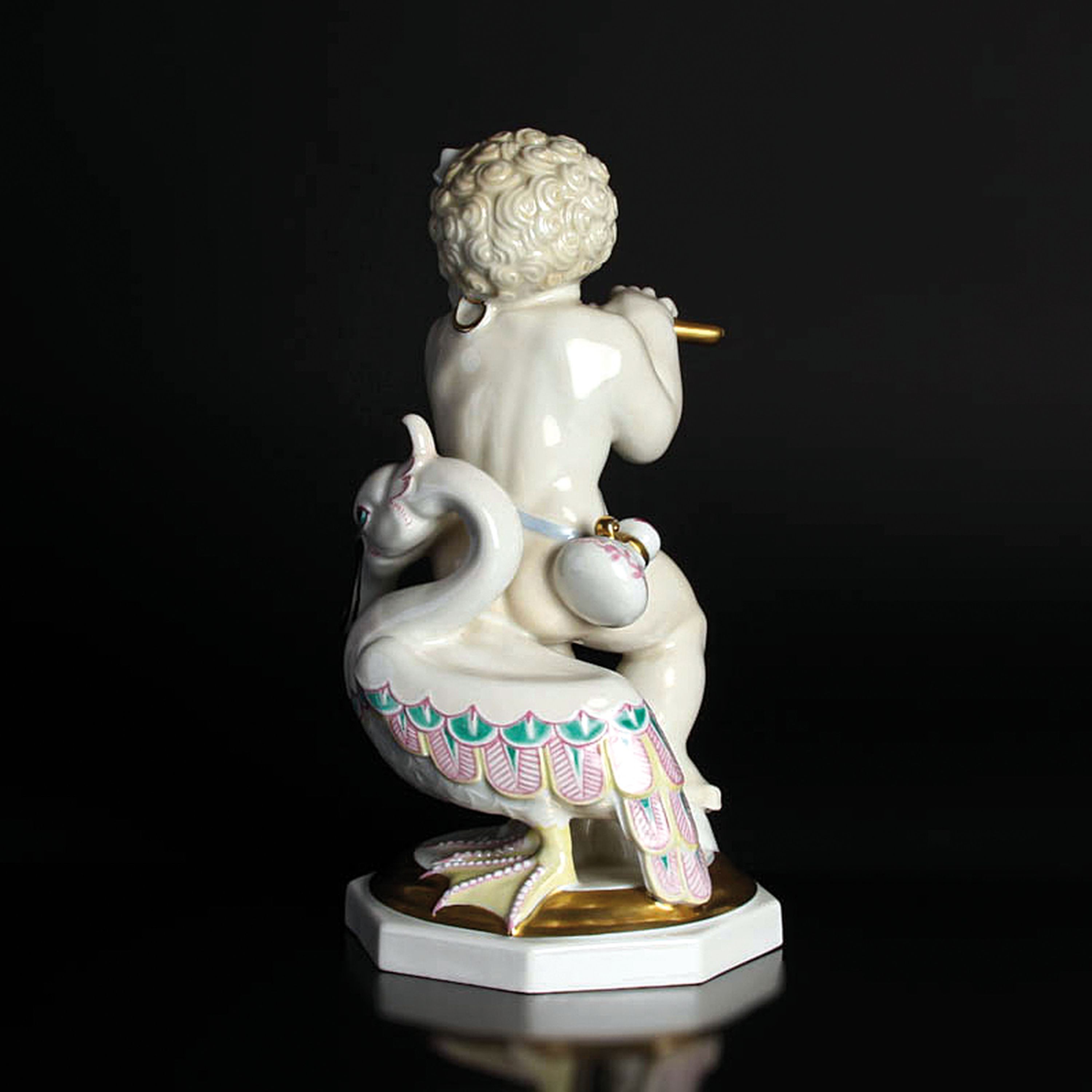 Detail e: Porzellanfigur "Orpheus", Hutschenreuther, Kunstabteilung Selb, Entw. Ludwig Vierthaler 1924, Porzellan, farbig und goldstaffiert, Art ...