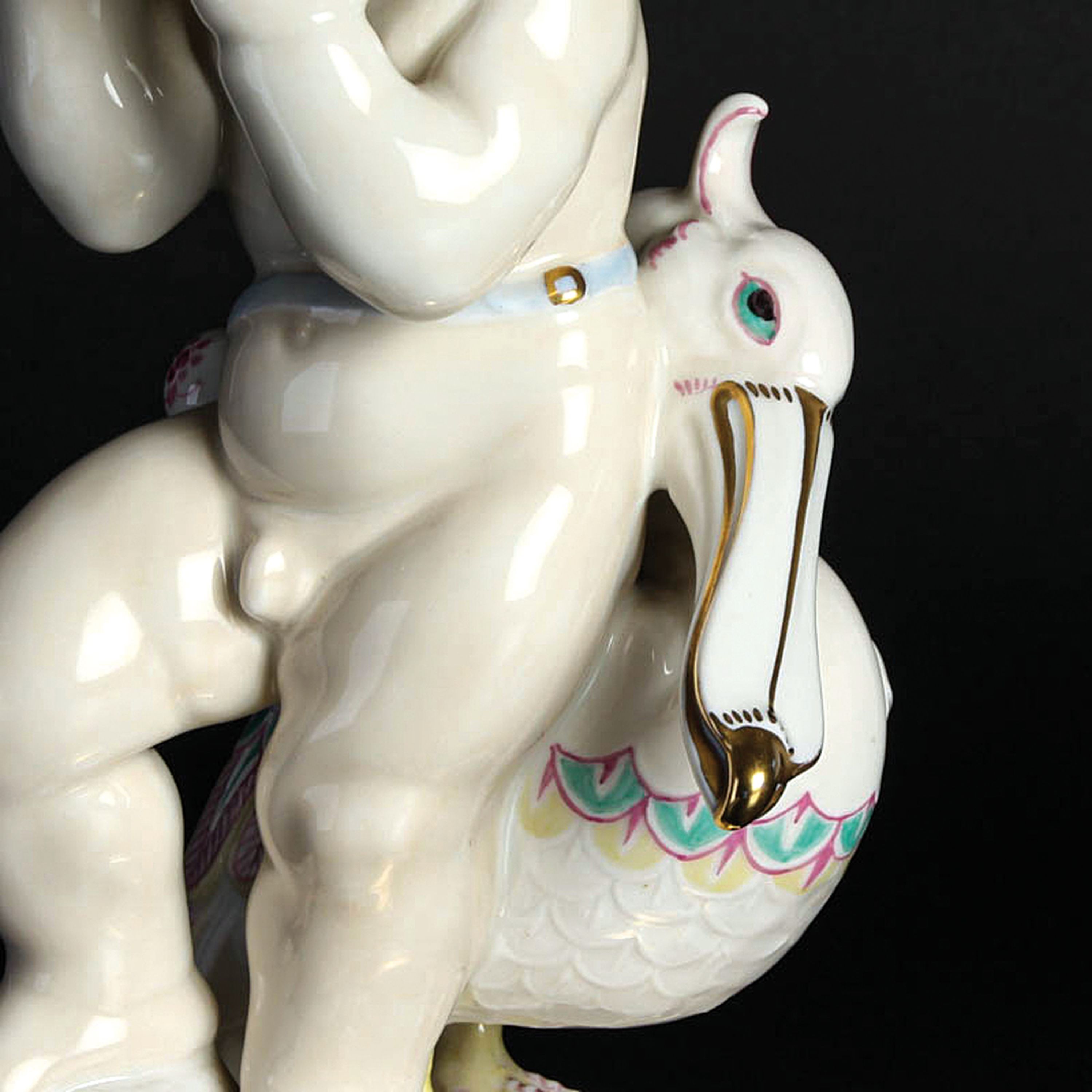 Detail k: Porzellanfigur "Orpheus", Hutschenreuther, Kunstabteilung Selb, Entw. Ludwig Vierthaler 1924, Porzellan, farbig und goldstaffiert, Art ...
