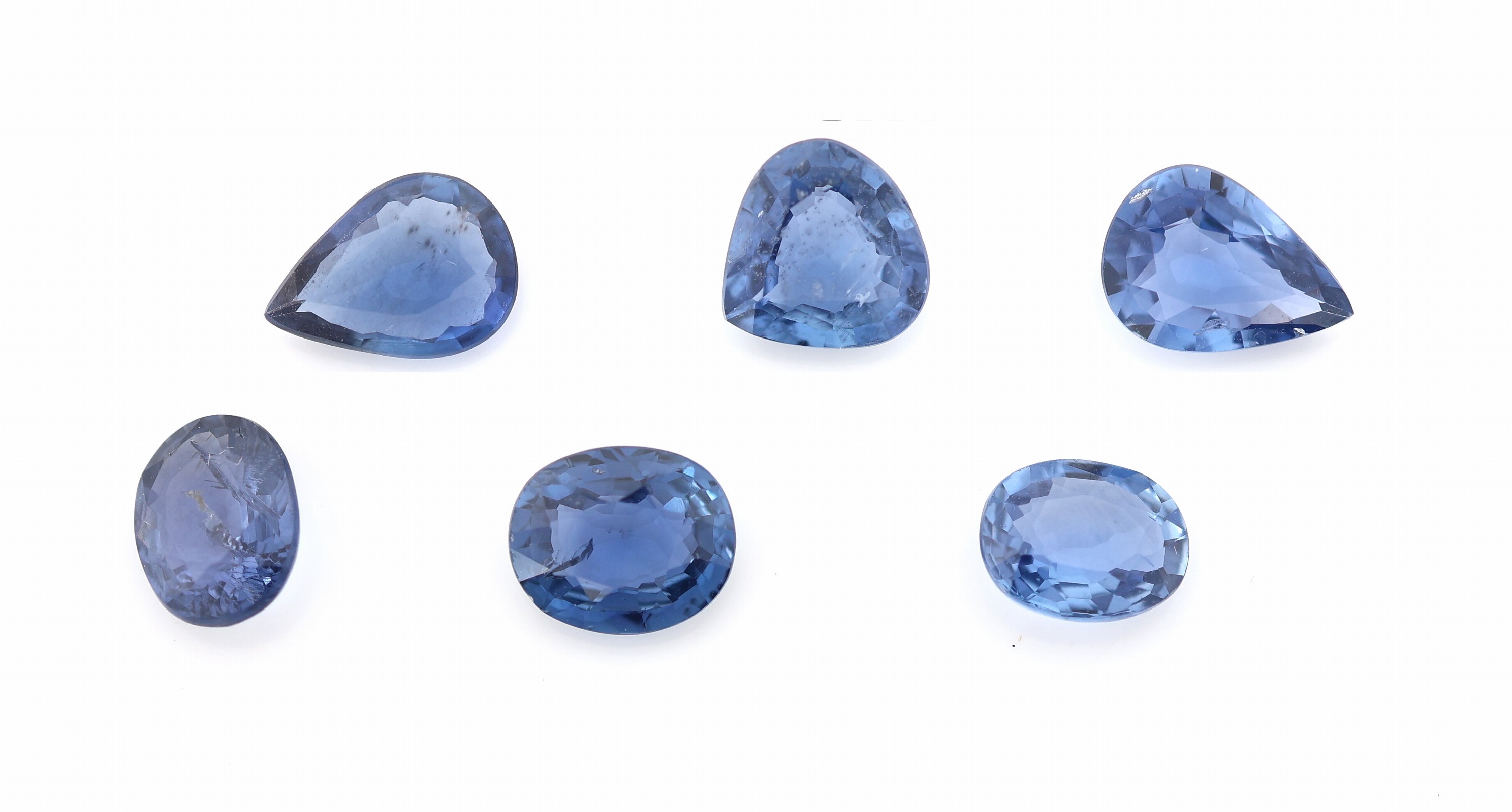 Lot 6 lose Saphire, zus. ca. 3.83 ct, facett. Tropfen und ovalfacett. in versch. Größen, unbeh.