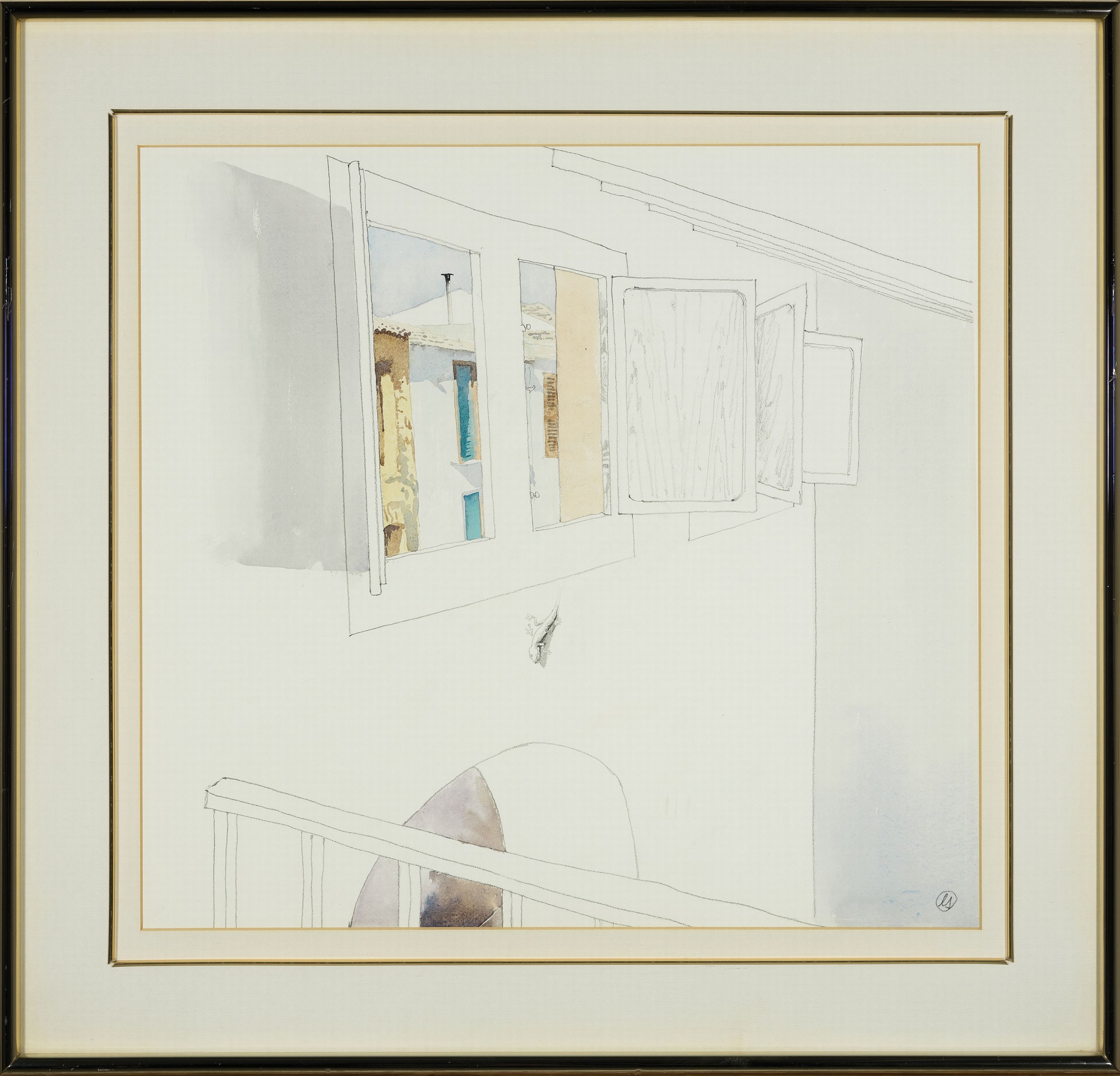 Detail k: Eberhard Schlotter, 1921-2014, Casa de Tabarca, Aquarell und Bleistift auf Papier, rechts unten monogr., rückseitig datiert 1982 und betitelt, ca. ...