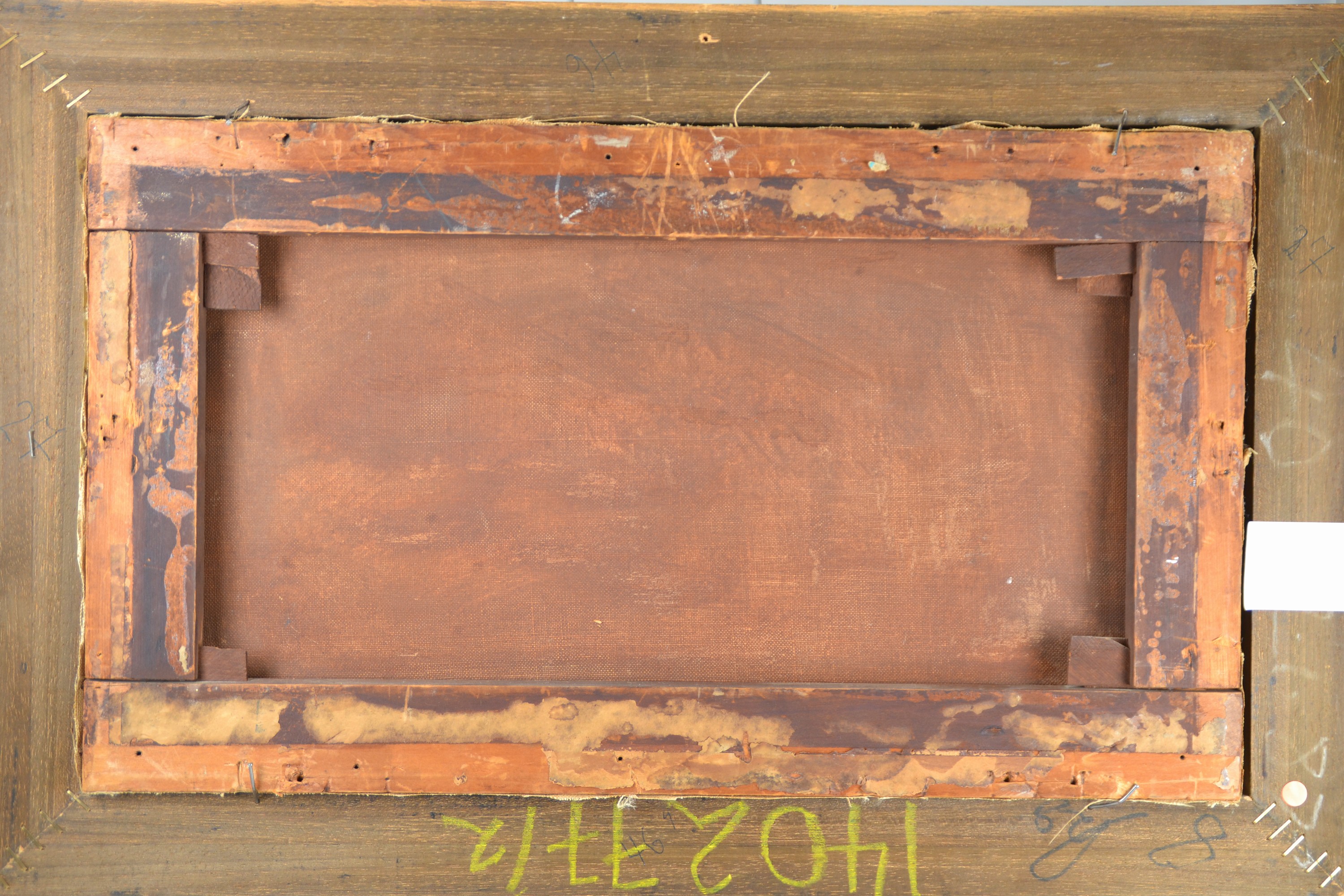 Detail e: Maler der Schule von Barbizon, 2.Hälfte 19.Jh., Blick auf einen See im Licht des Vollmondes, Enten und Bäuerin mit Rind am Ufer, Öl/Lwd, rechts ...