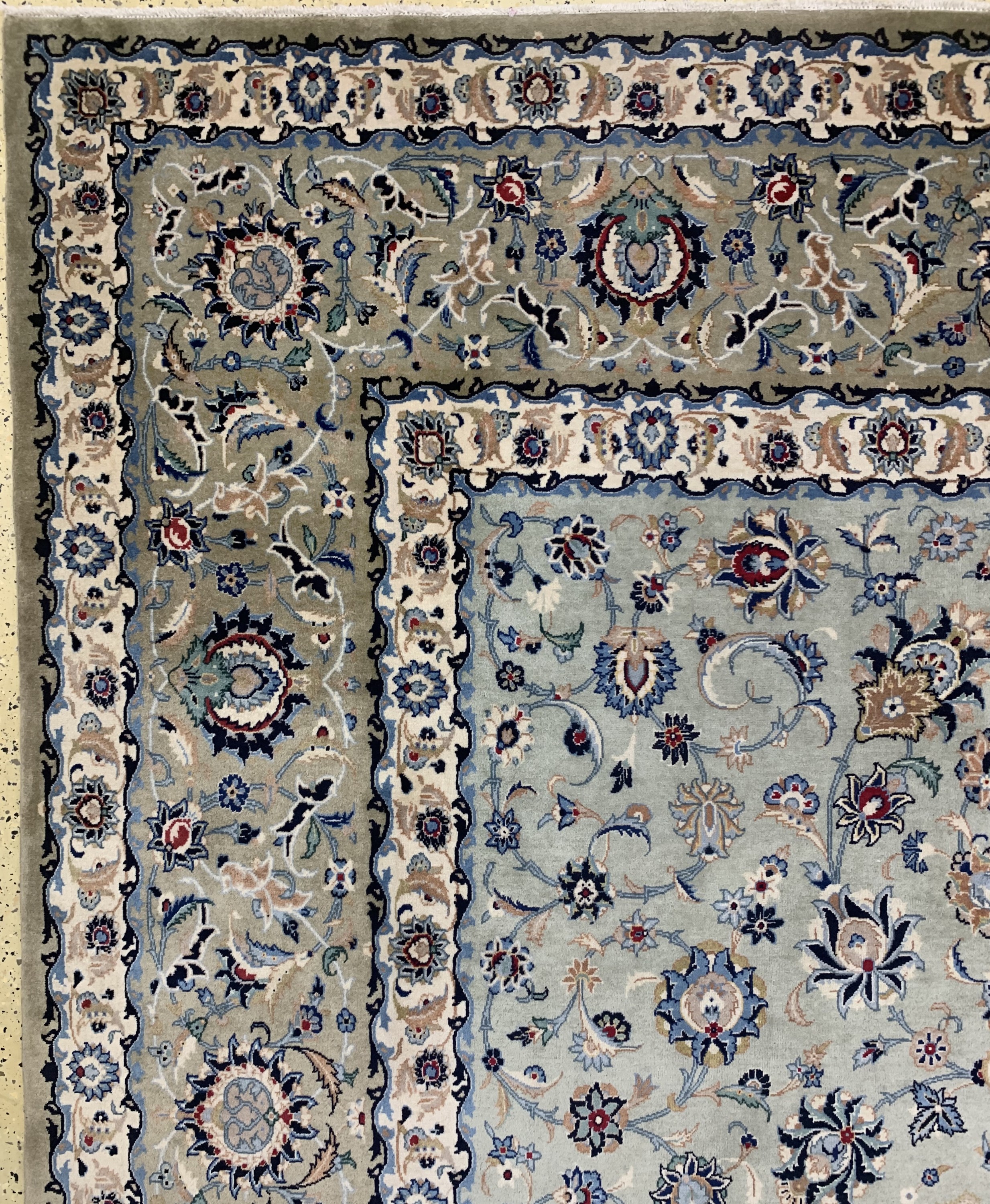 Detail e: Keschan fein sign., Persien, Mitte 20.Jhd.,Korkwolle, ca. 453 x 353 cm, EHZ: 2, leicht verblasst