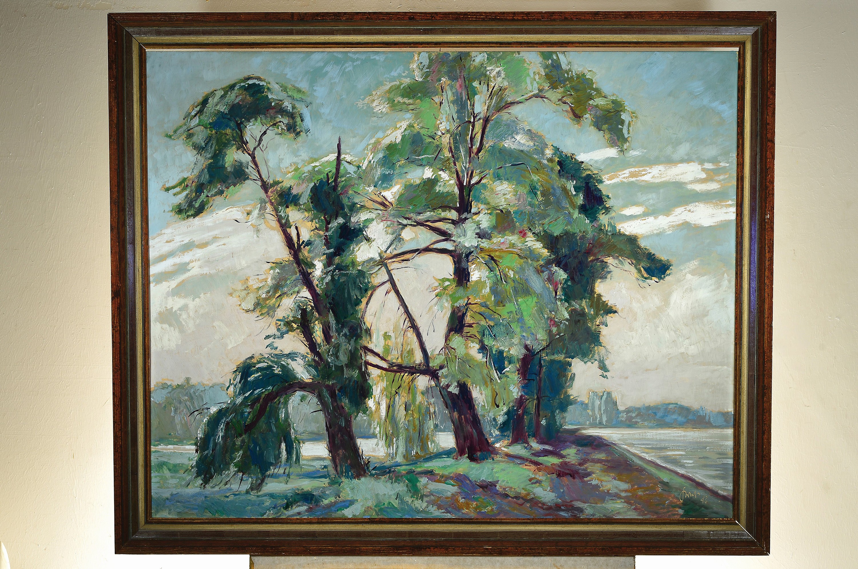 Detail k: Karl Graf, 1902-1986 Speyer, Am Altrhein, Öl/Platte, ca. 95x120cm, R.