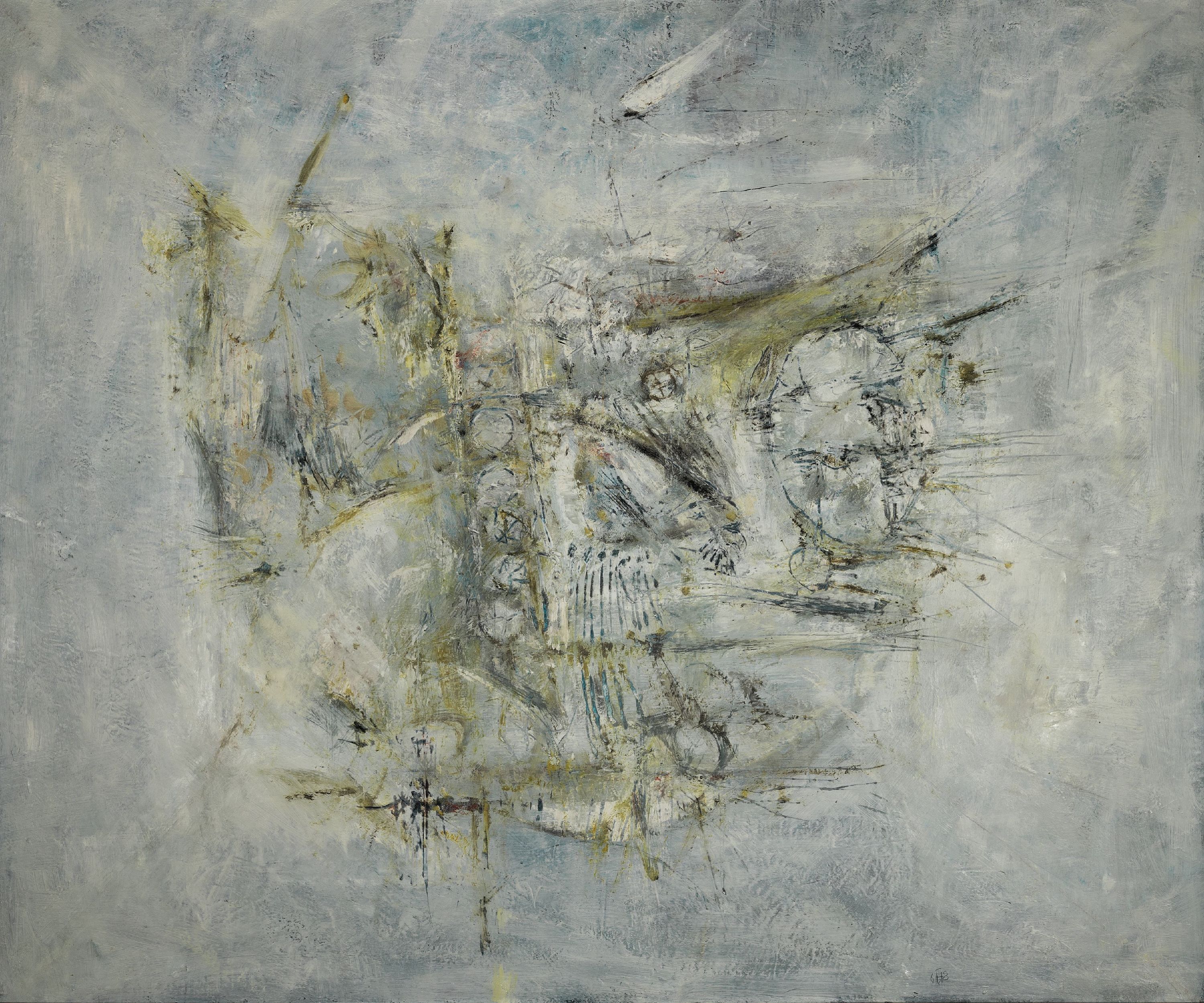 Hermann Theophil Juncker, geb. 1929 Ludwigshafen am Rhein, verzauberte Stadt, Öl/Lwd, rechts unten monogr. und dat. 68, ca. 132x112 cm
