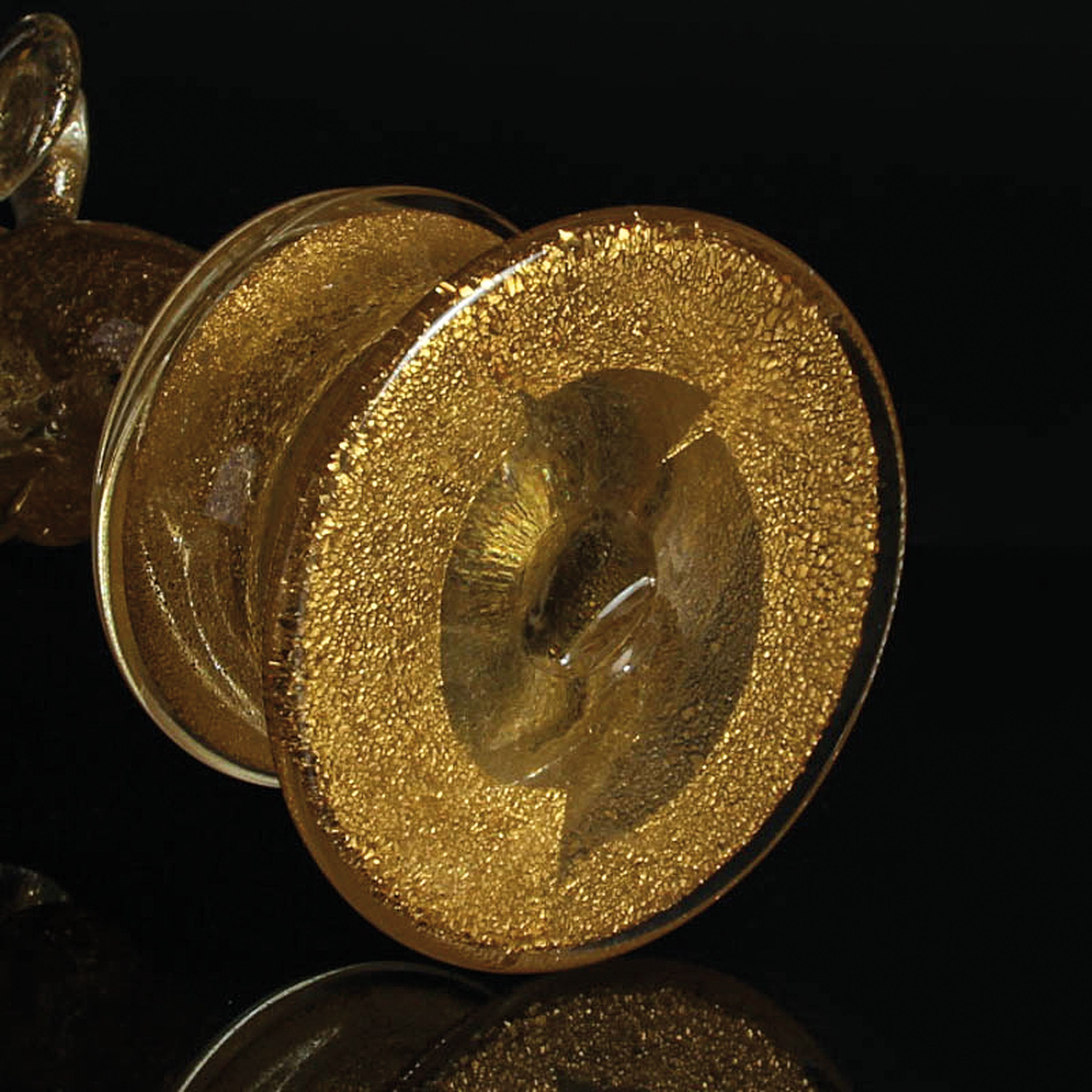Detail f: Paar Glasskulpturen, Ermanno Nason für Cenedese, Murano, Italien, 1963-72, farbloses Glas, Goldeinschmelzungen, Engelchen mit Laute und Becken, H. ...