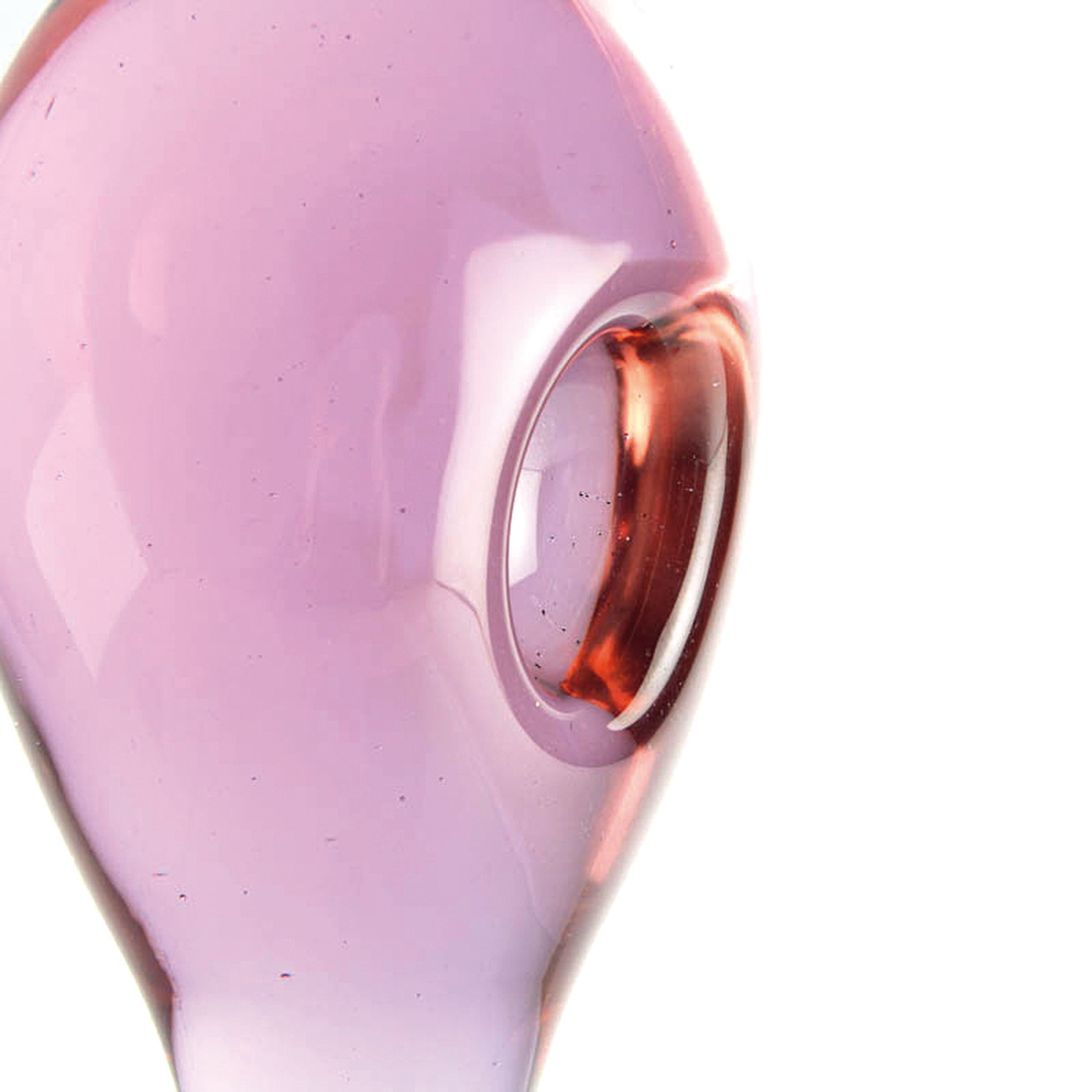 Detail b: Glasskulptur, Ermanno Naso für Cenedese, Murano, Italien, Neodymium-Glas, aufrechte Tropfen- bzw. Keulenform mit Vertiefung, unsigniert, schwere ...