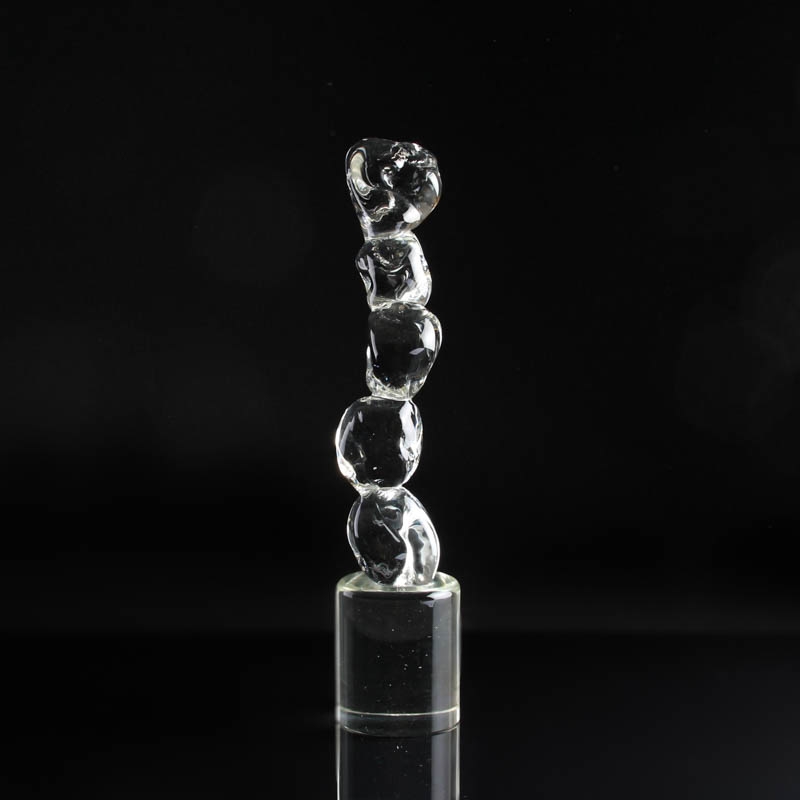 Detail c: Paar Glasskulpturen, Ermanno Nason für Cenedese, Murano, Italien, 1960/70er-Jahre, 1x schwach grün getöntes Glas, übereinander gestapelte ...