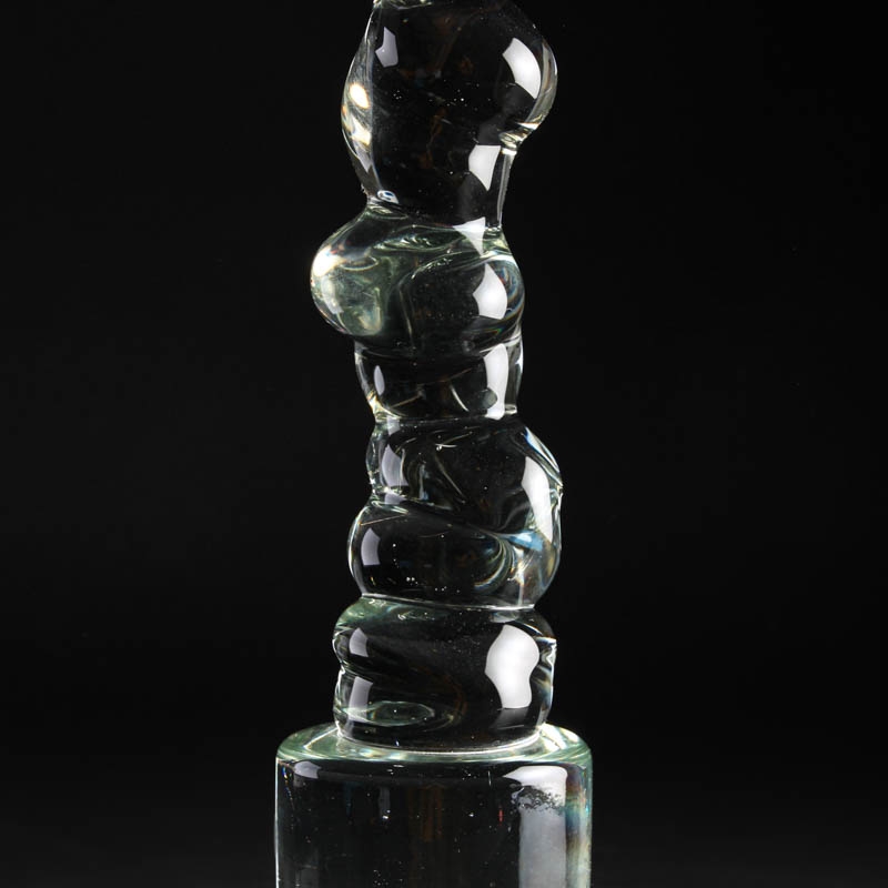 Detail j: Paar Glasskulpturen, Ermanno Nason für Cenedese, Murano, Italien, 1960/70er-Jahre, 1x schwach grün getöntes Glas, übereinander gestapelte ...