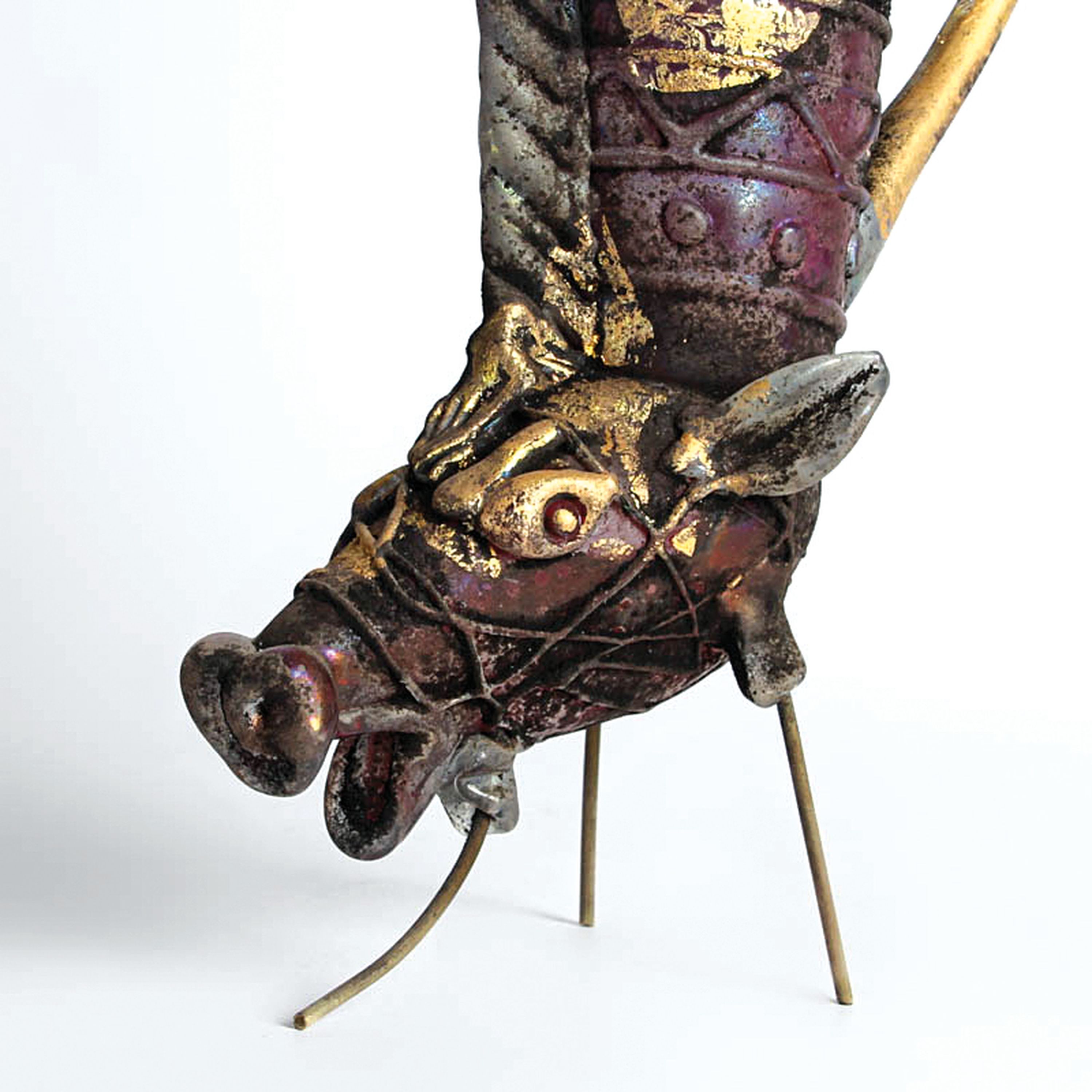 Detail a: Figürliches Gefäß "Vetro a scavo"-Unikat, Ermanno Nason bei Cenedese, 1963-72, Gestalt eines ur- bzw. frühgeschichtlichen Rhyton ...
