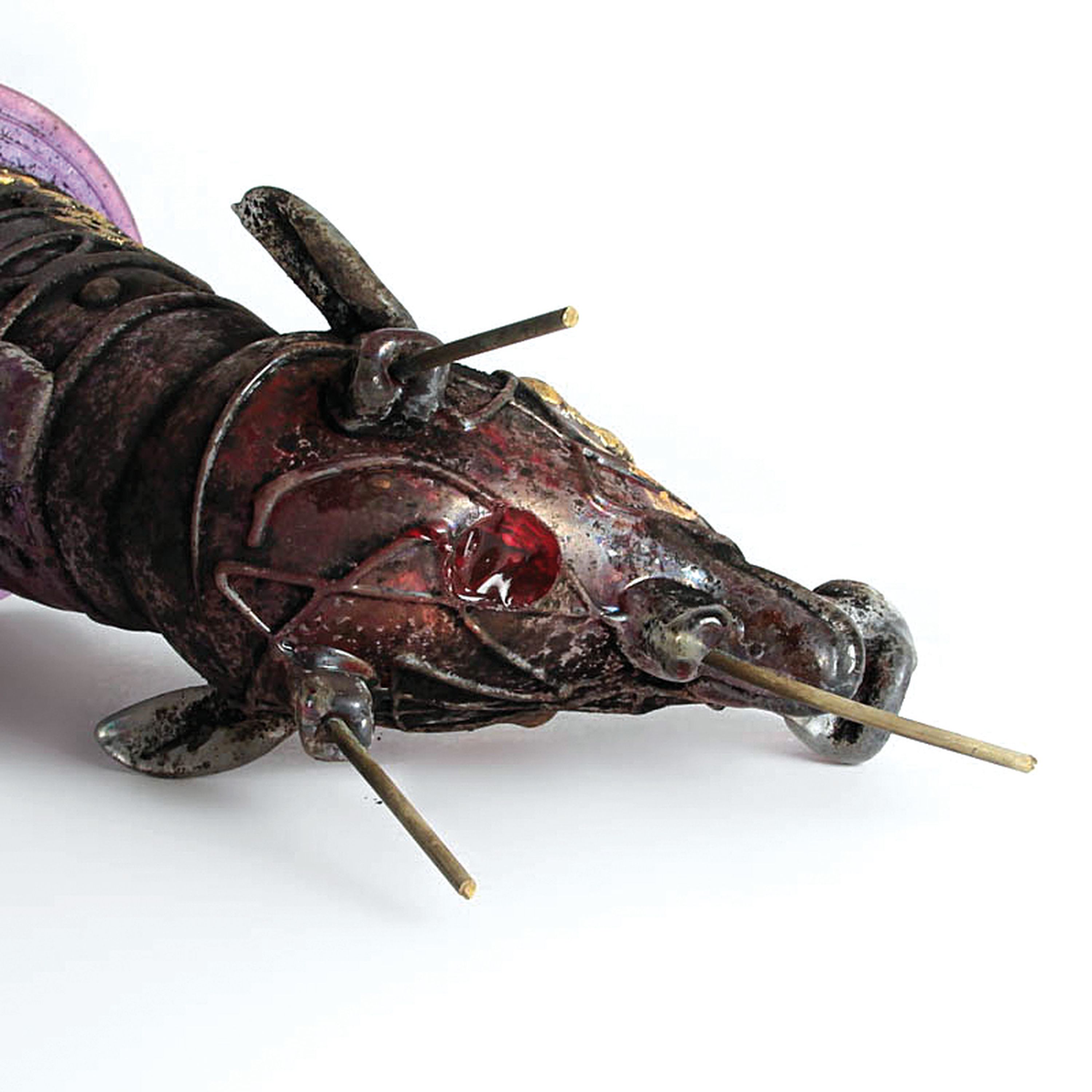Detail g: Figürliches Gefäß "Vetro a scavo"-Unikat, Ermanno Nason bei Cenedese, 1963-72, Gestalt eines ur- bzw. frühgeschichtlichen Rhyton ...