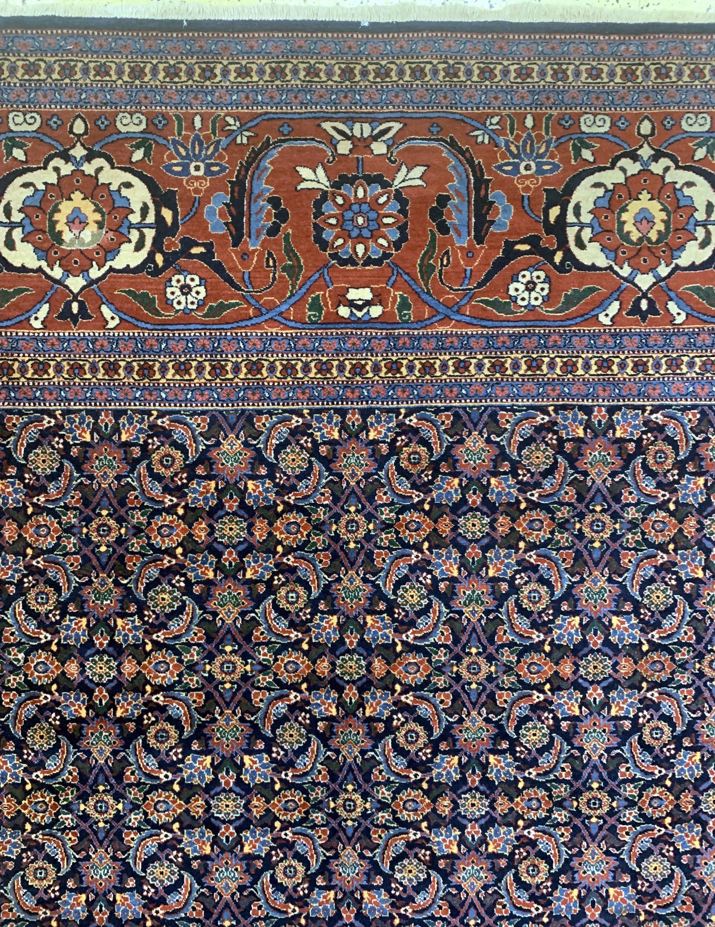 Detail f: Täbriz fein(50 Raj), Persien, Anfang 20.Jhd, Korkwolle auf Baumwolle, ca. 500 x 370cm, EHZ: 2, (restauriert)