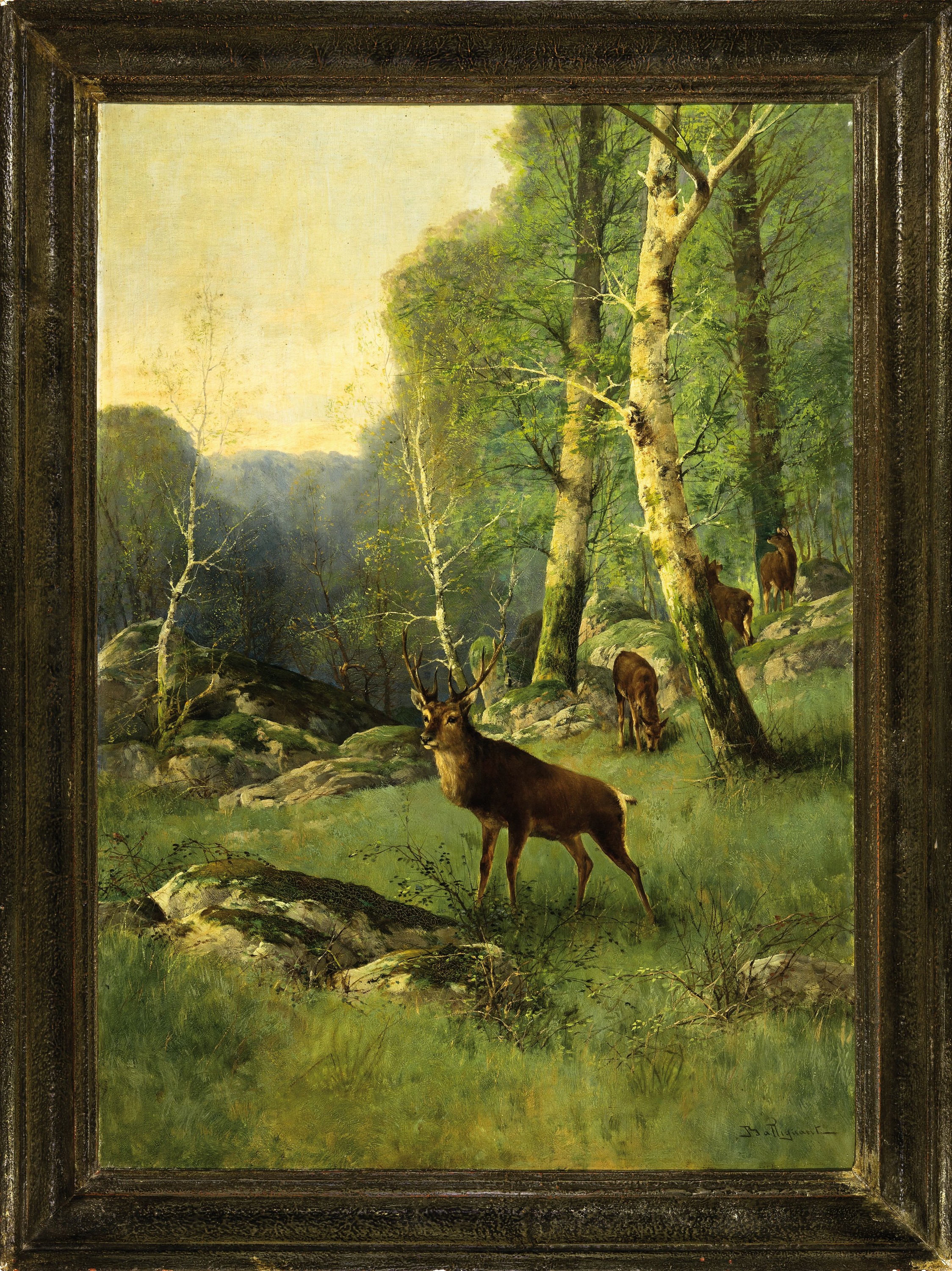 Detail k: "Battiguant" Jules Gustave Bahieu, 1847 Dour-1916 Champigny-Sur-Marne, "Der König des Tales" so auf Keilrahmen bez., ...