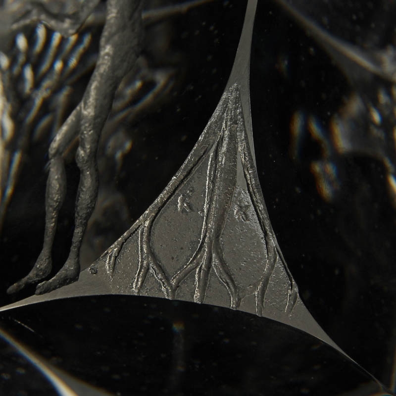 Detail f: Glaskunst-Objekt/Paperweight, Kristian Klepsch, Mizzi Glashütte, Uttendorf, farbloser Glaswürfel, geschliffen und geätzt, Reliefdekor "Adam & ...