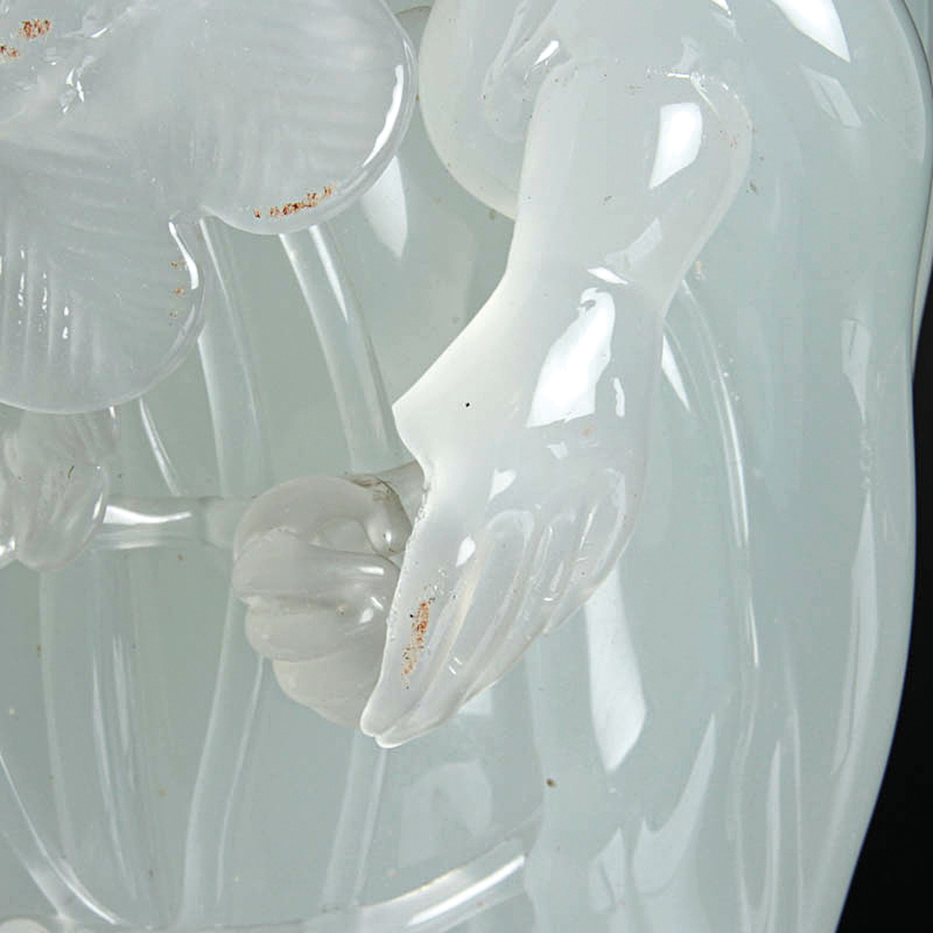 Detail i: Große Glasskulptur Chinese, wohl Ermanno Nason für Cenedese, Murano, Italien, opakes, schwach jadegrünes Glas, stehender bärtiger Asiate mit ...