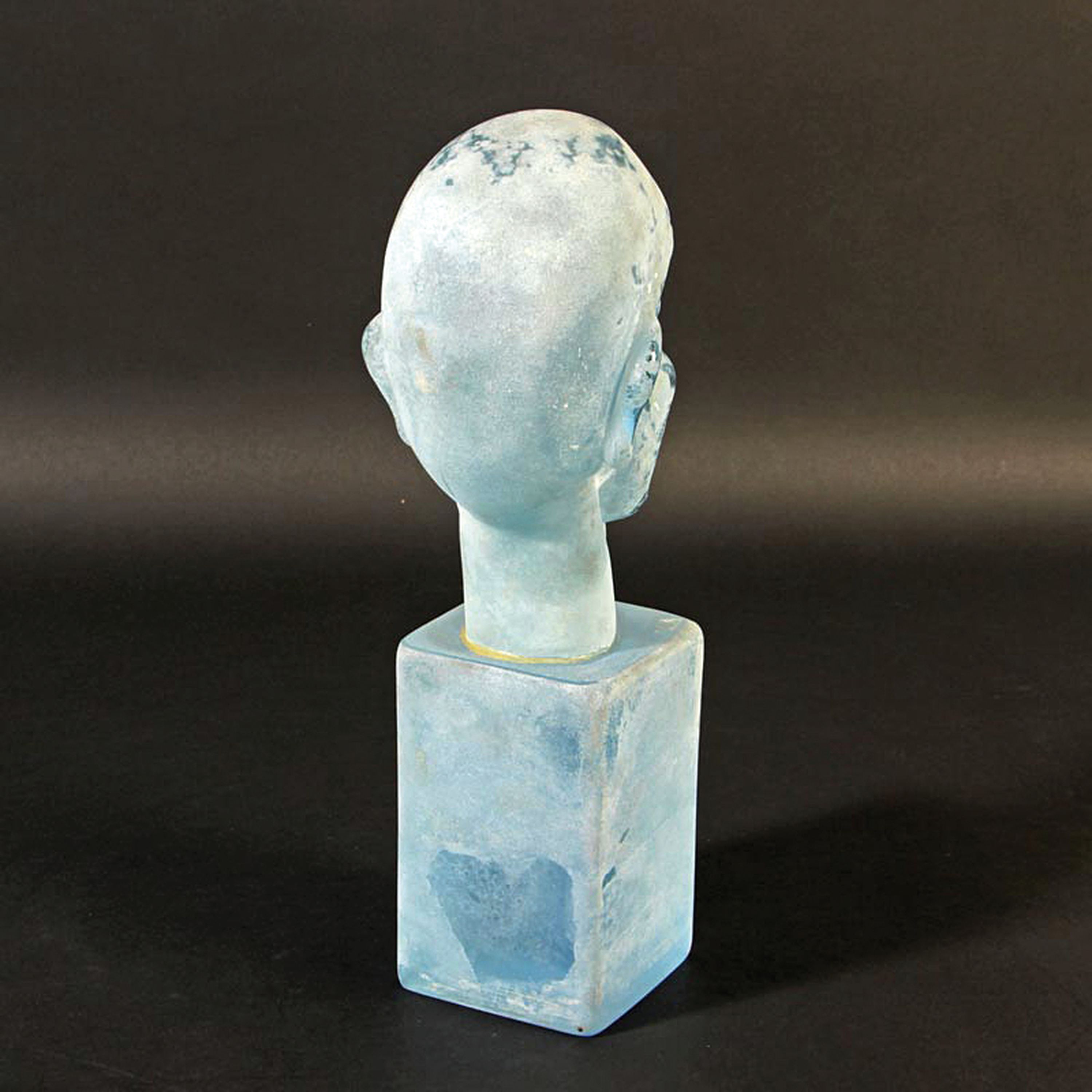 Detail d: Vetro a scavo-Skulptur, Ermanno Nason für Cenedese, Murano, Italien, hellblaues Glas, matte und aufgeraute Oberfläche in Vetro a scavo-Technik, ...
