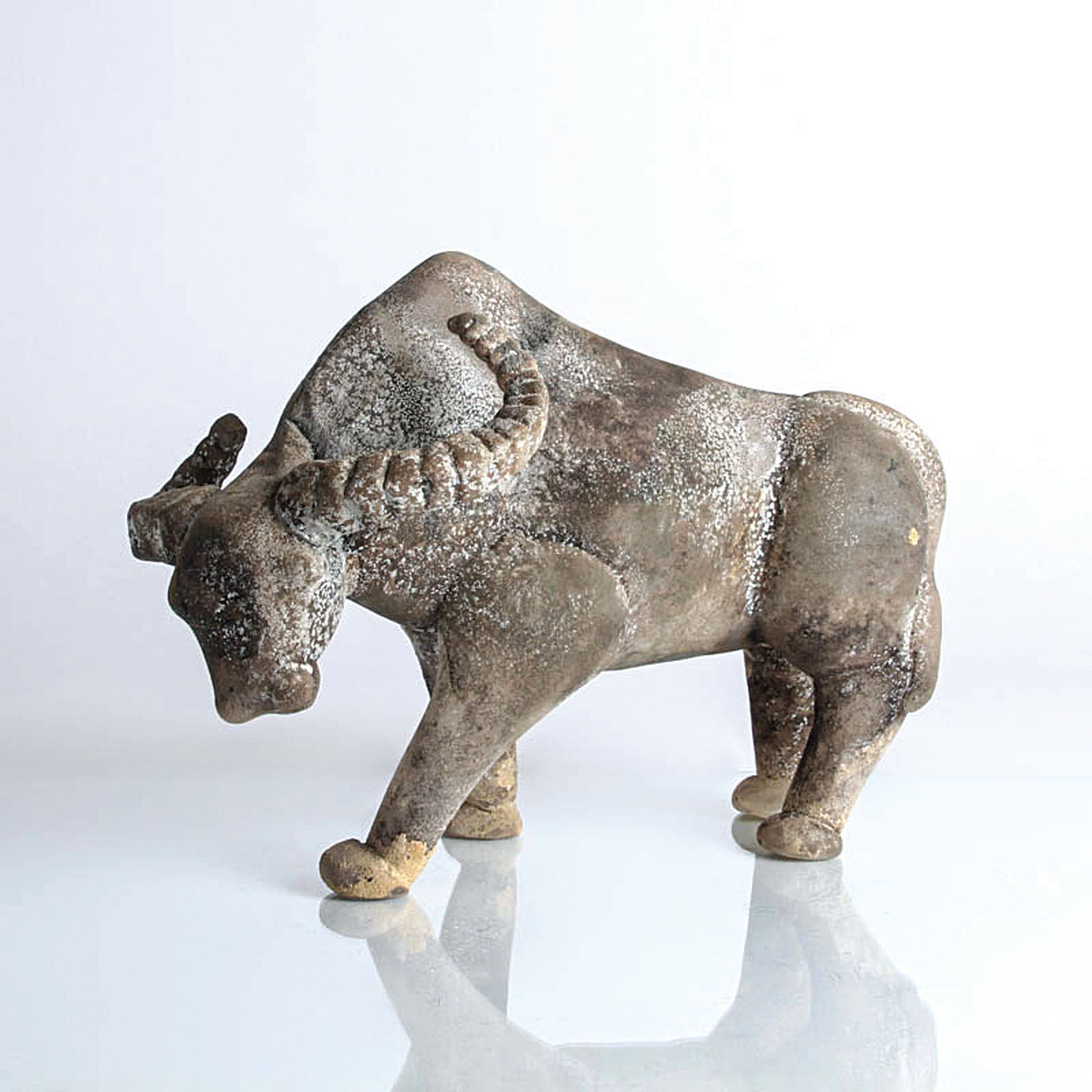 Vetro a scavo-Glasskulptur Wasserbüffel, Ermanno Nason für Cenedese, Murano, Italien, farbloses Glas, matte und aufgeraute Oberfläche in vetro a ...