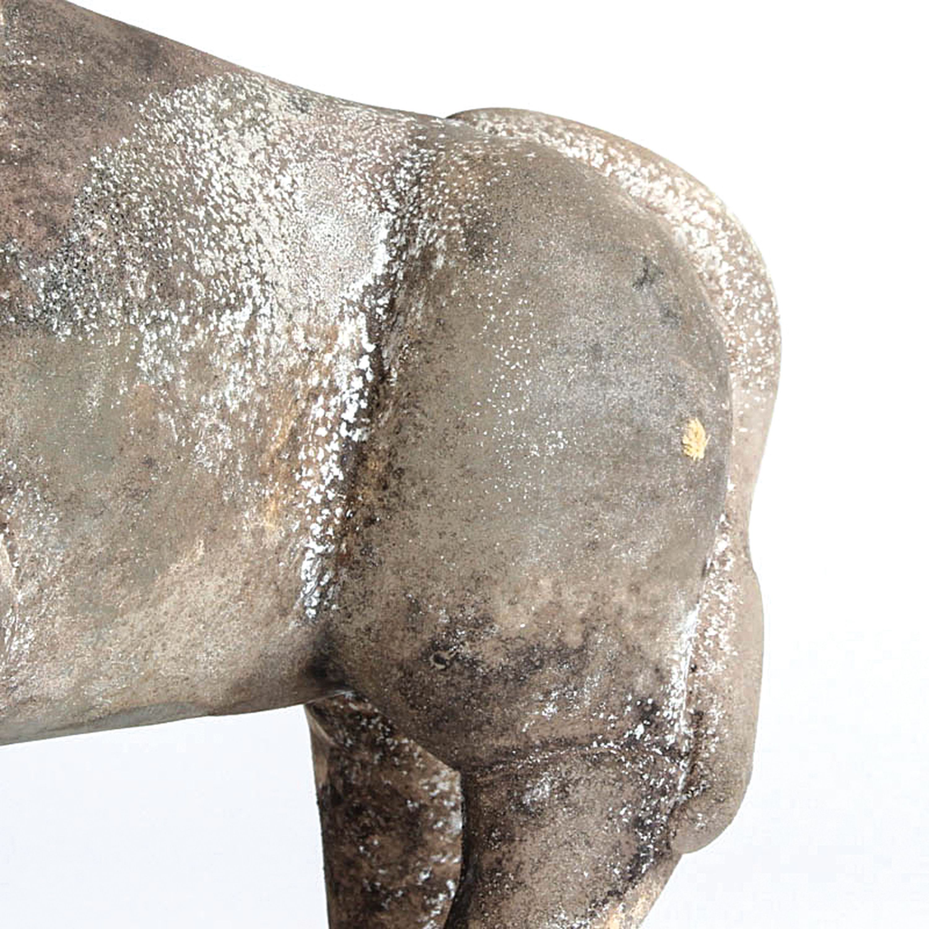 Detail a: Vetro a scavo-Glasskulptur Wasserbüffel, Ermanno Nason für Cenedese, Murano, Italien, farbloses Glas, matte und aufgeraute Oberfläche in vetro a ...