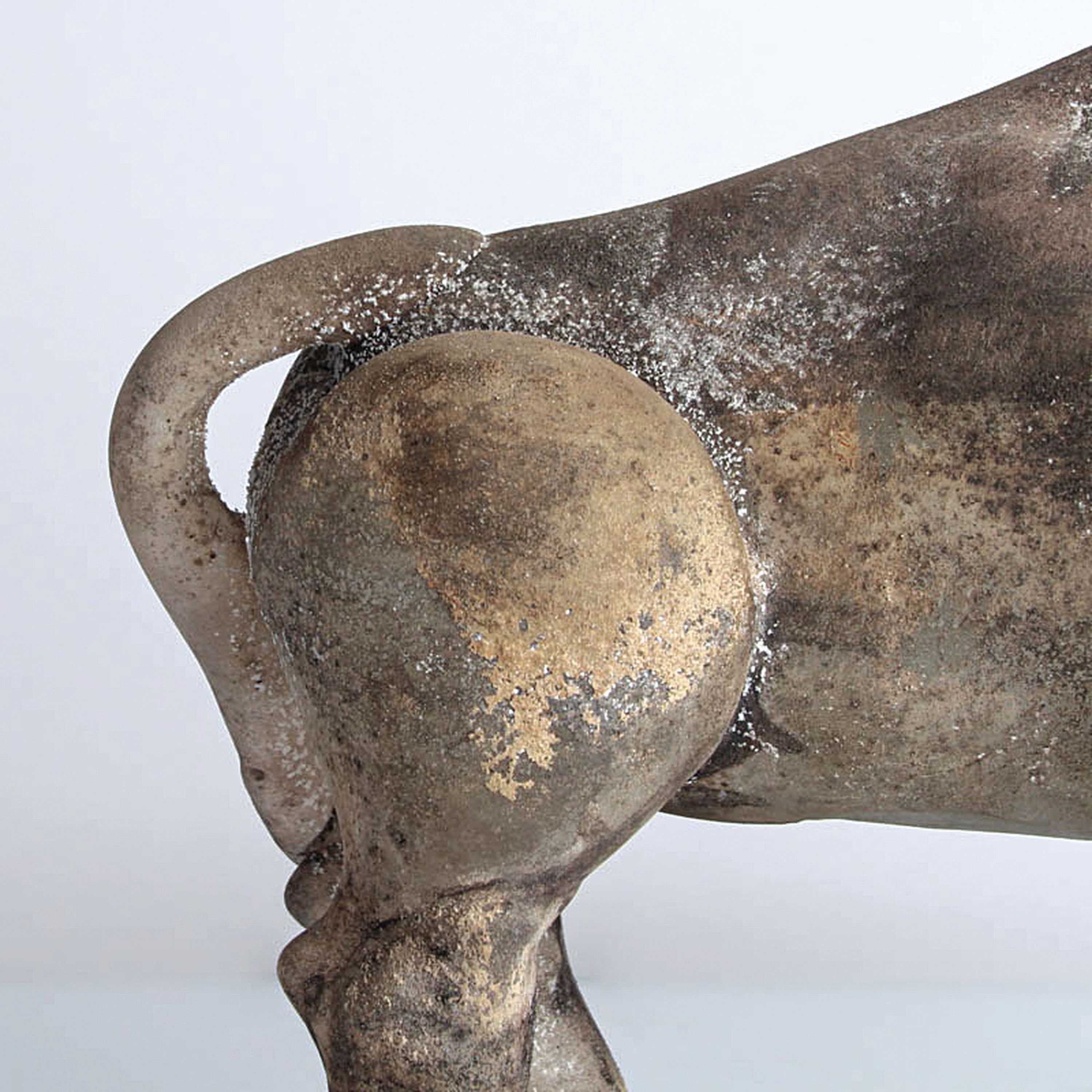 Detail d: Vetro a scavo-Glasskulptur Wasserbüffel, Ermanno Nason für Cenedese, Murano, Italien, farbloses Glas, matte und aufgeraute Oberfläche in vetro a ...
