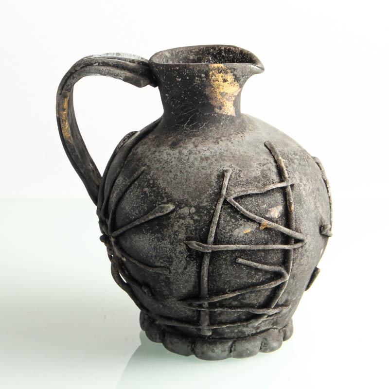 Detail a: Vetro a scavo-Henkelkanne, Ermanno Nason für Cenedese, Murano, Italien, farbloses Glas, matte und aufgerauhte Oberfläche in Vetro a scavo-Technik, ...