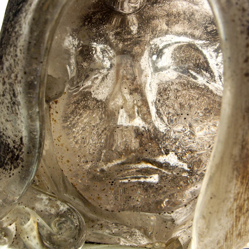 Detail c: Vetri a scavo-Büste, Ermanno Nason, Murano, Italien, farbloses Glas, matte und aufgerauhte Oberfläche in Vetro a scavo -Techni, Kohle-Patina, ...