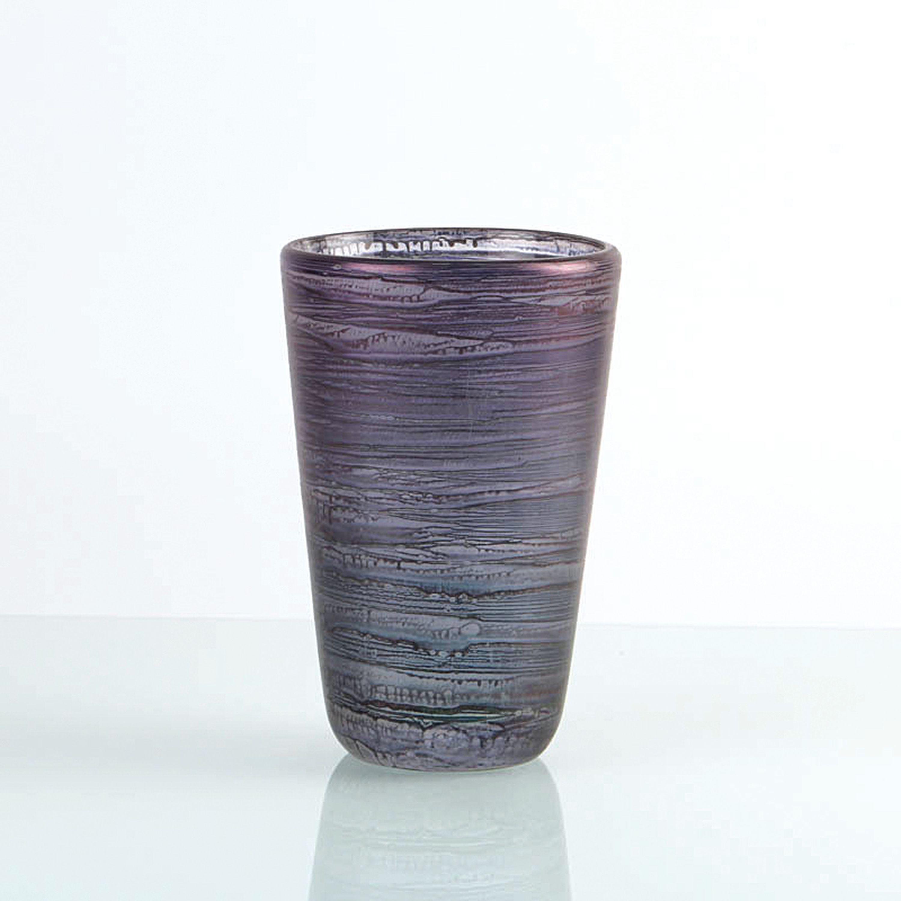 Ziervase, Isgard Moje-Wohlgemuth (geb. 1941), 1977, farbloses Glas, grau-violetter Fadendekor z.T. verlaufend, mattiert, am Boden signiert und ...