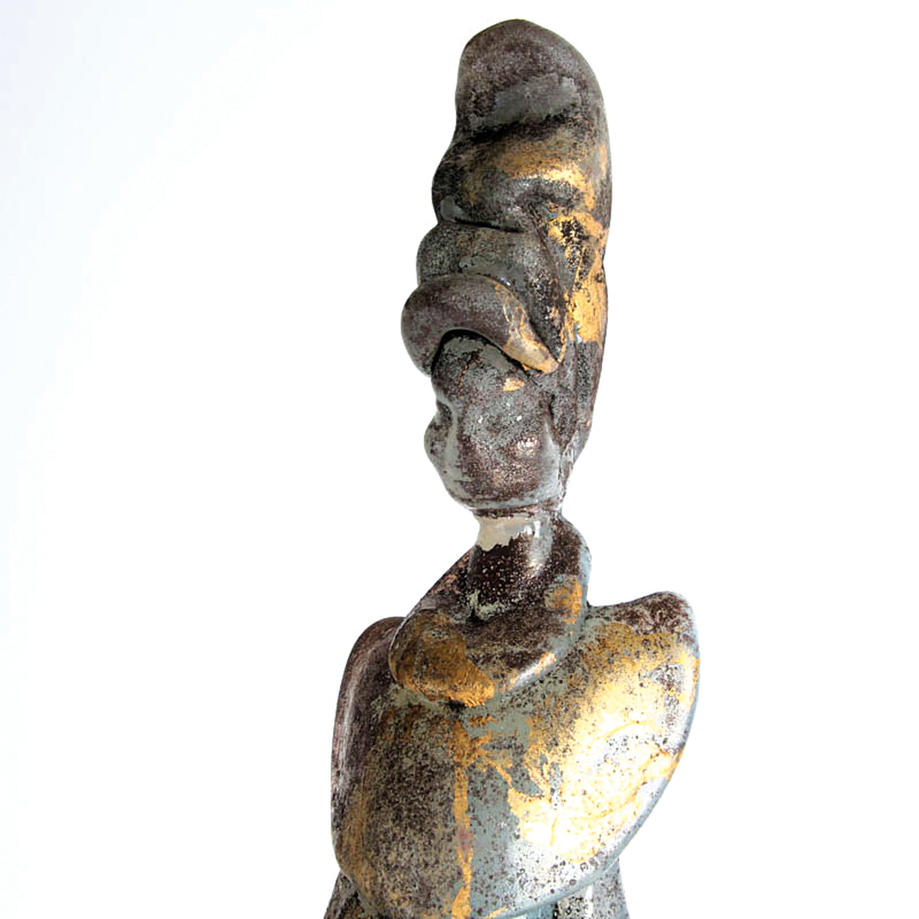 Detail c: Glasskulptur, Ermanno Nason für Cenedese, Murano, 1963-1972, Chinesin, Opalglas mit Goldflittereinschmelzungen und Aschepatina, H. ca 44cm