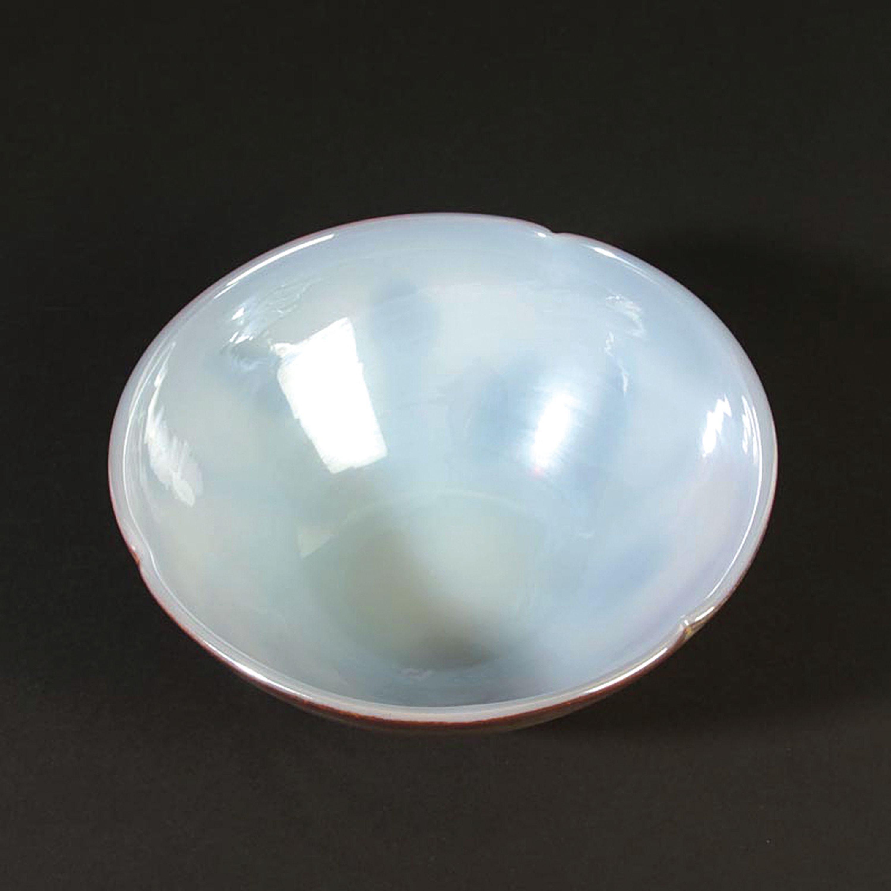 Detail a: Schale, Ermanno Nason für Cenedese, Murano, Opalinglas, mit Emailfarben bemalt, oberer Rand dreifach eingezogen, H. ca. 8cm, D. ca. 19cm
