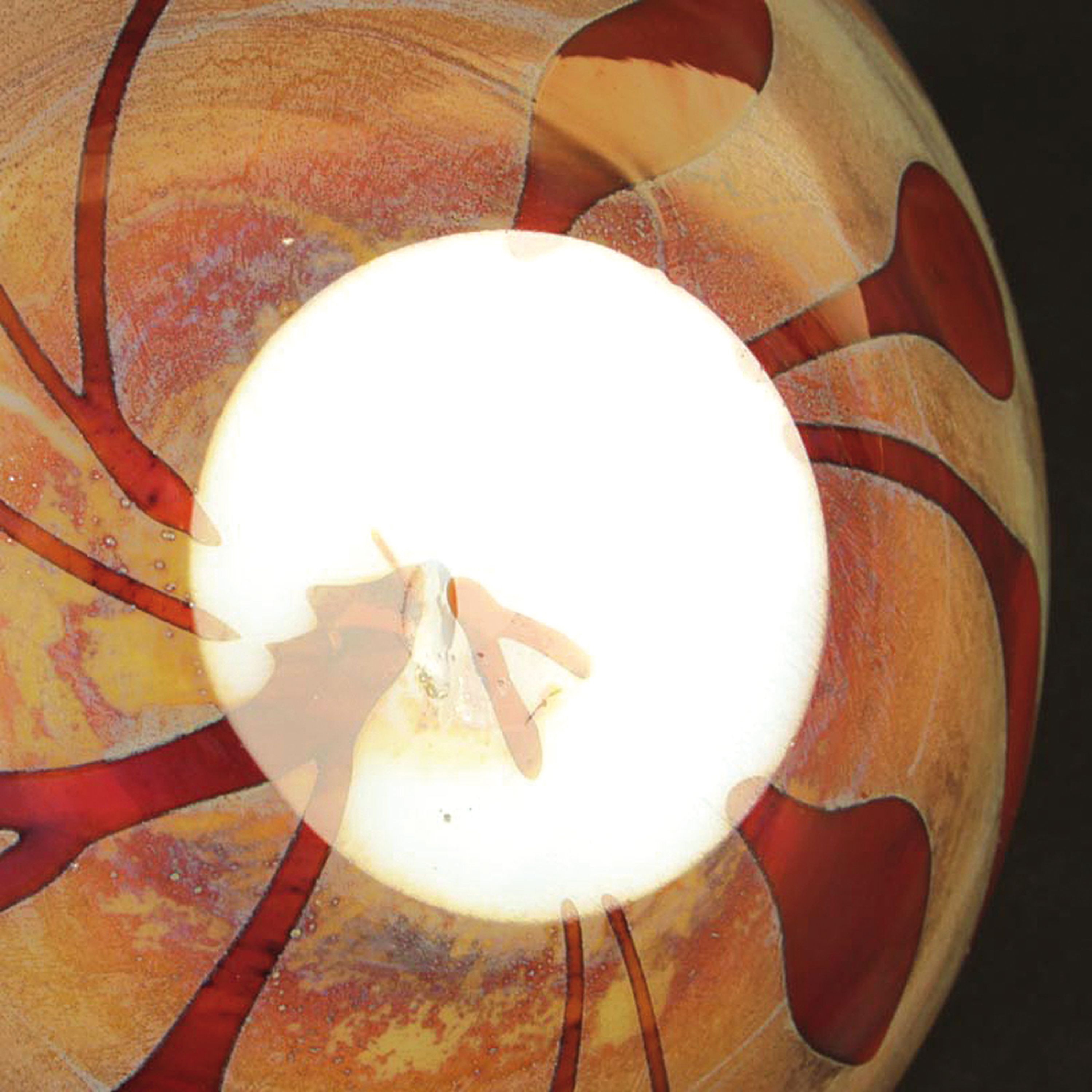 Detail c: Schale, Ermanno Nason für Cenedese, Murano, Opalinglas, mit Emailfarben bemalt, oberer Rand dreifach eingezogen, H. ca. 8cm, D. ca. 19cm