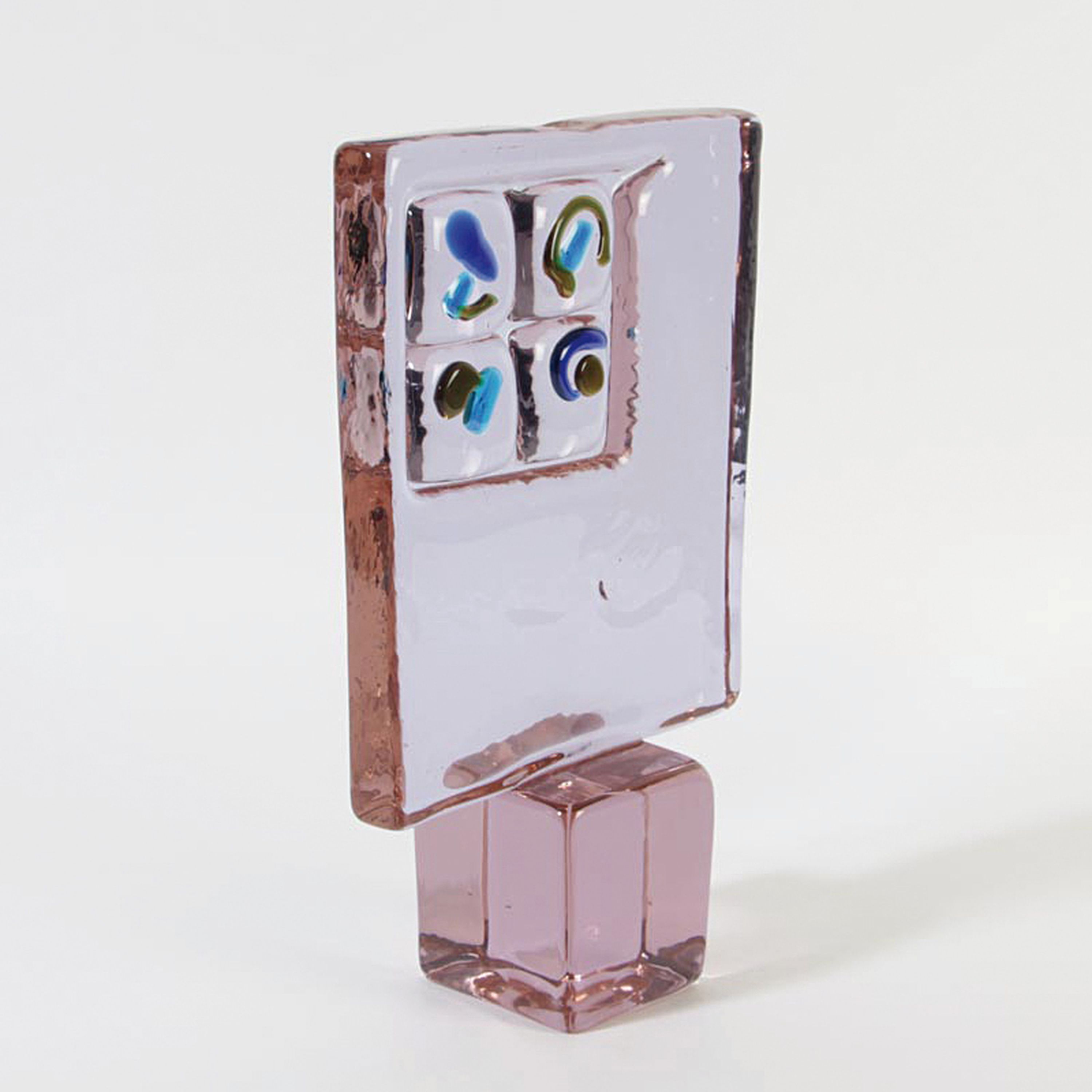 Detail a: Glasobjekt, Ermanno Nason und Alfredo Barbini, Murano, neodymium (Alexandrit-Glas) mit abstrakten blauen und olivgrünen Aufschmelzungen, H. ca. 33cm