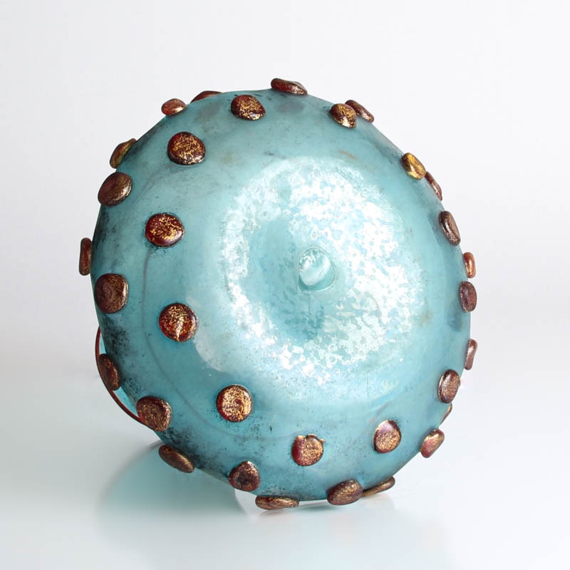 Detail f: Vase, Ermanno Nason, Murano, 1963-1972, blaues Glas mit Bändern und Tupfen appliziert, Oberflächenbehandlung in scavo Technik, H. ca. 20cm
