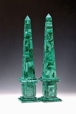 Image 26886461 - Paar Obelisken aus Malachit, neuzeitlich, H. je ca. 40cm