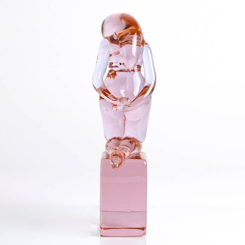 Detail c: Glasskulptur von Ermann Nason, für Cenedese Murano, um 1963-72, sog. Aventuringlas, knieender weiblicher Akt, H. ca. 24cm