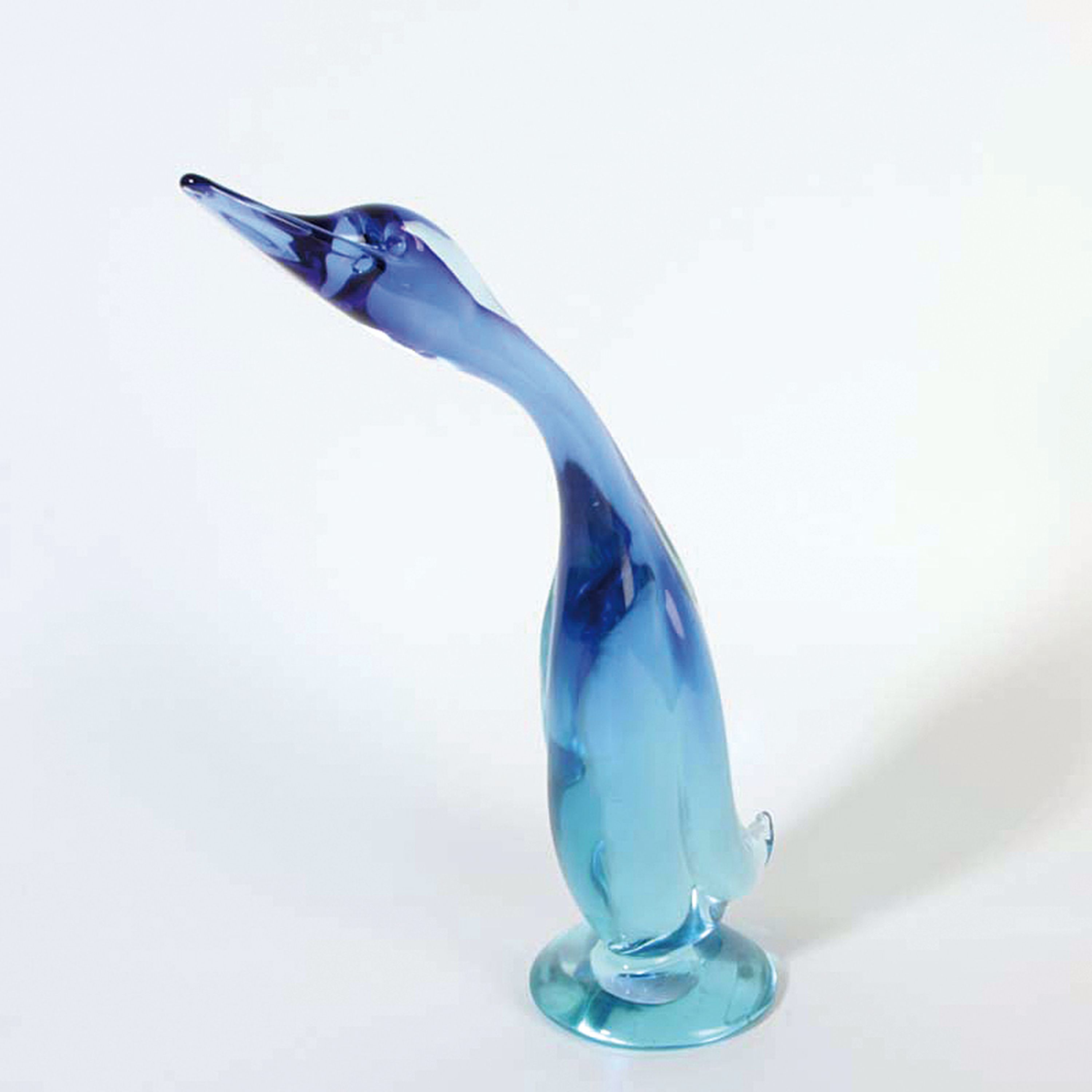 Glasskulptur, Flavio Poli für Seguso, 1960er Jahre, sommerso, blaues Glas mit türkisem Innenüberfang, H. ca. 42cm