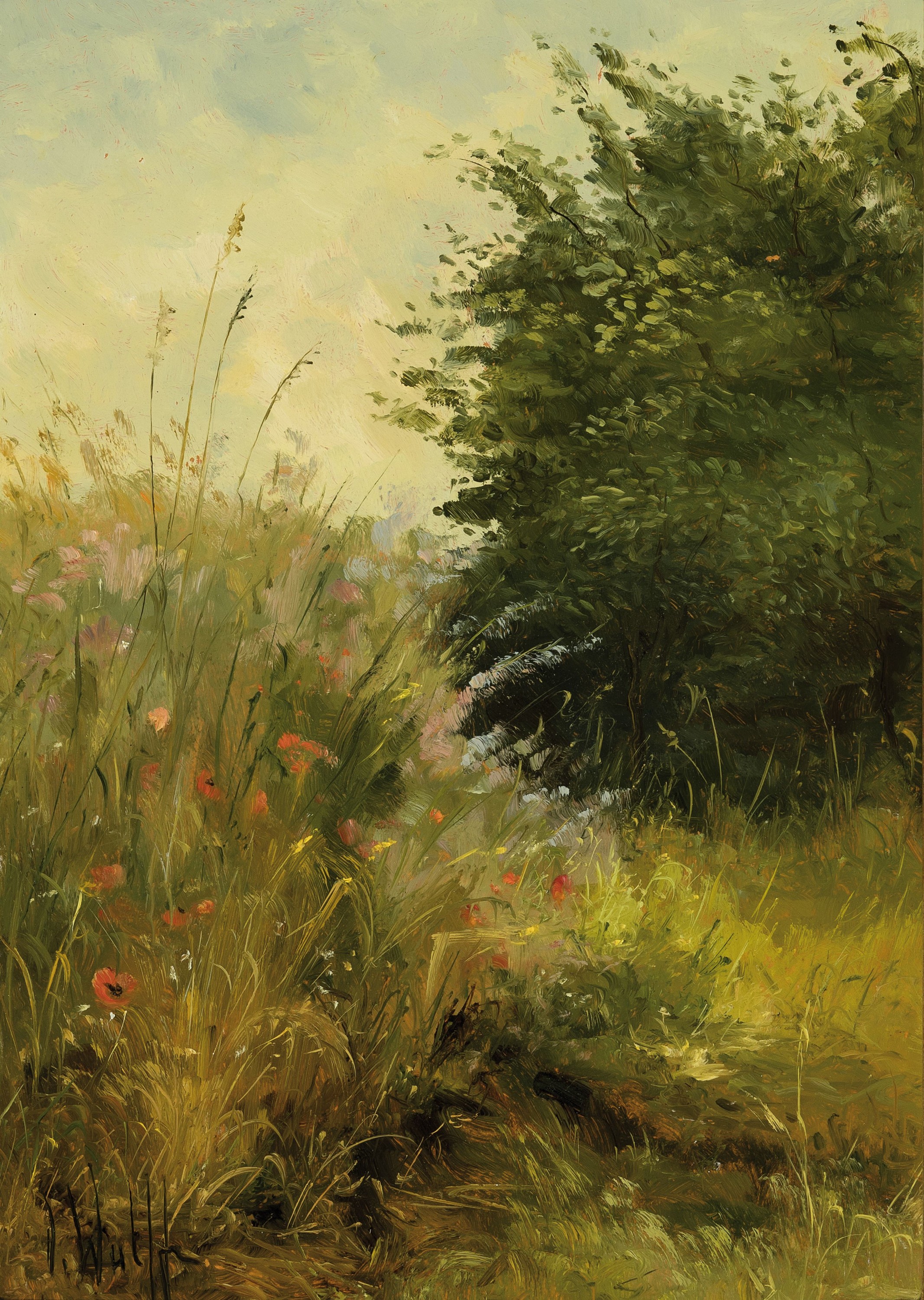 Dieter Wulff, 1929 Danzig-2010 Leonberg, Blüten eines Kornfeldes, Öl/Malkarton, links unten sign., ca. 36x26cm, R. ca. 51x41cm