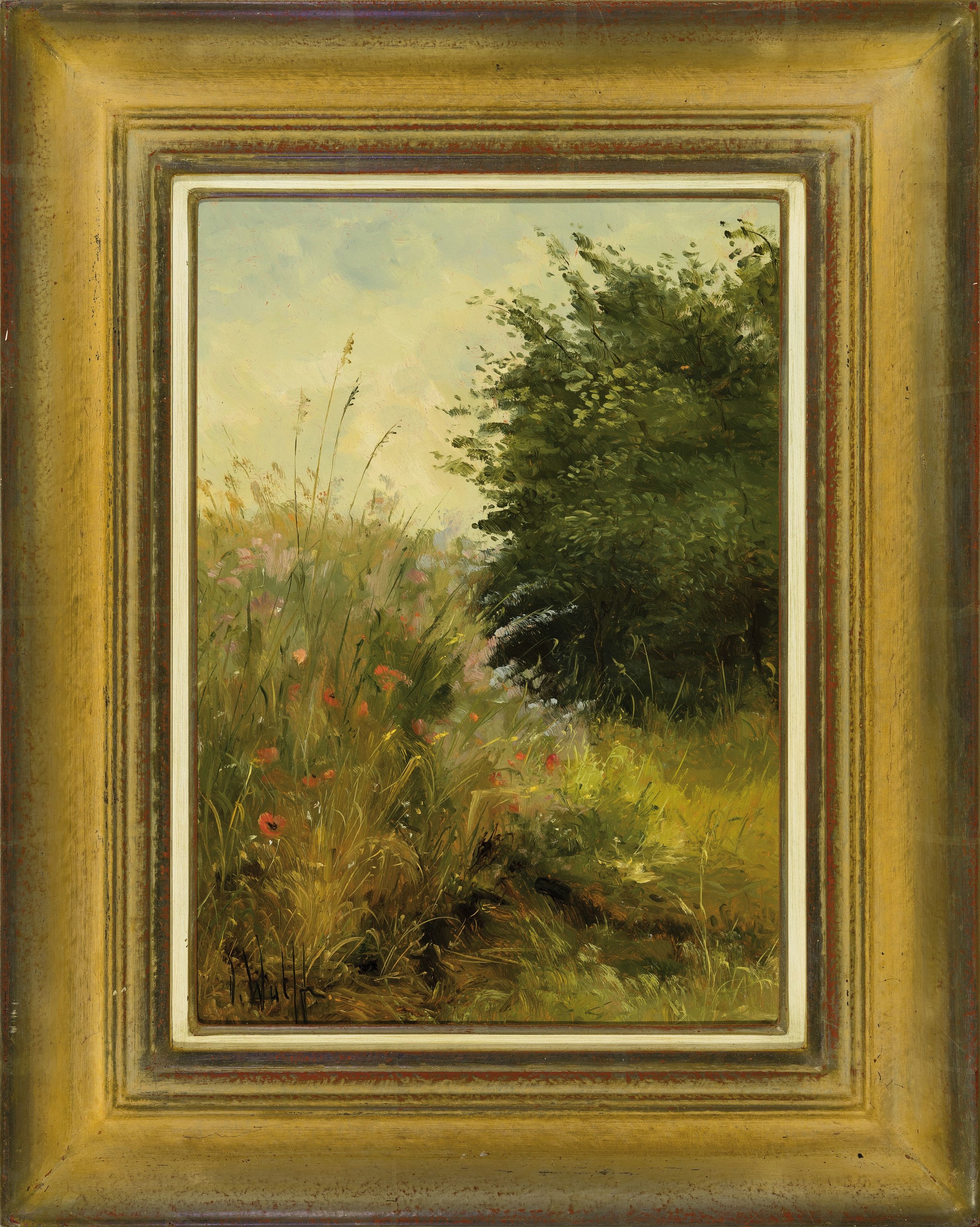 Detail k: Dieter Wulff, 1929 Danzig-2010 Leonberg, Blüten eines Kornfeldes, Öl/Malkarton, links unten sign., ca. 36x26cm, R. ca. 51x41cm