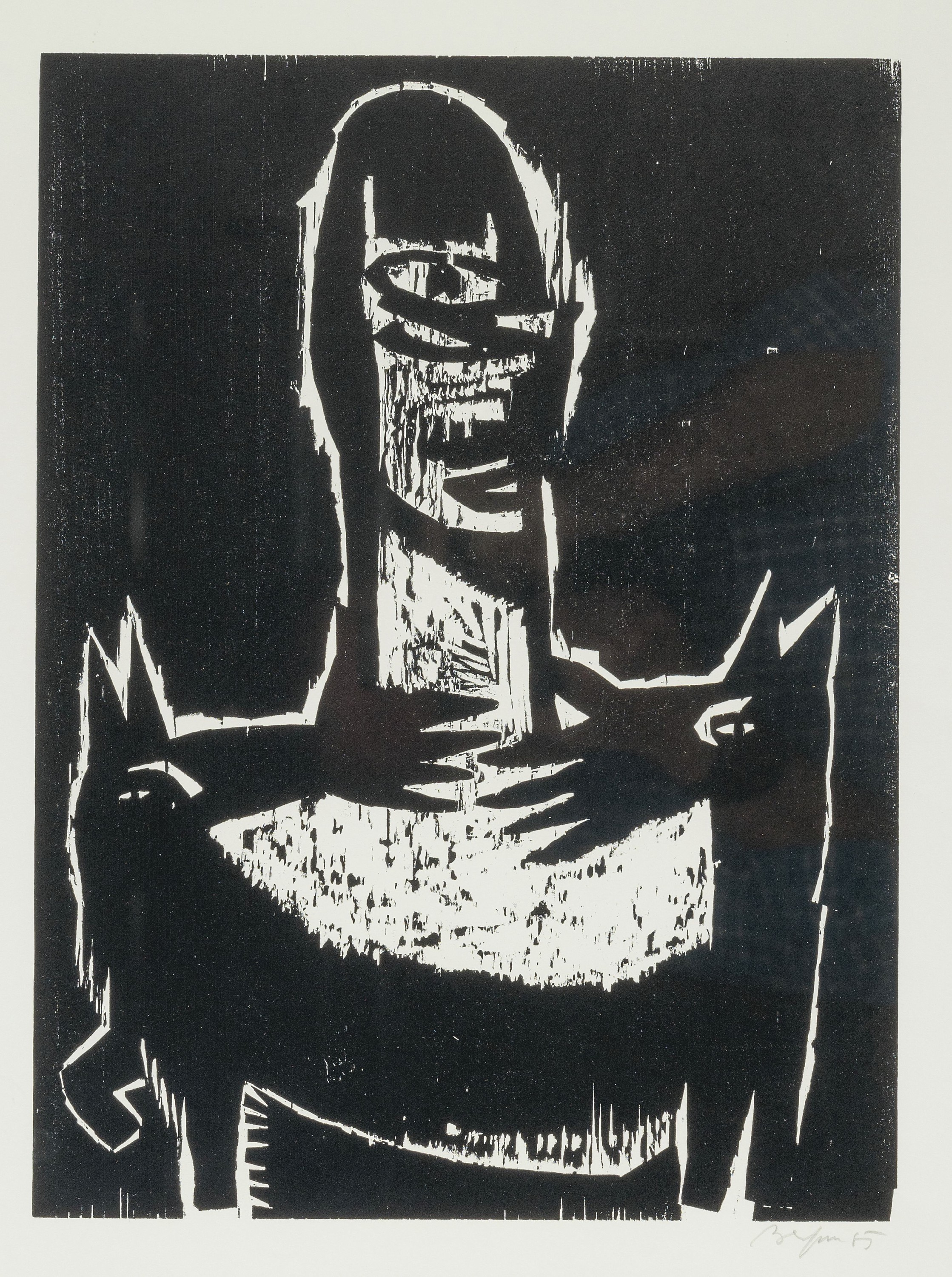 Ina Barfuss, geb. 1949 Lüneburg, seit 1978 in Berlin tätig, 2 Grafiken: Stilles Verlangen, Holzschnitt, sign. und dat. 85, ca. 40x30cm, PP, u.Gl., ...
