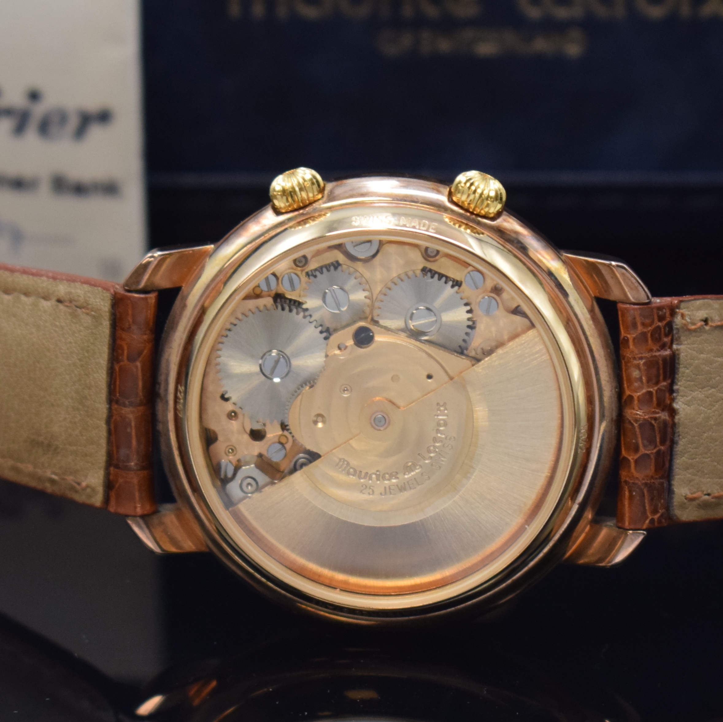 Detail c: MAURICE LACROIX Herrenarmbanduhr mit Wecker Referenz 22197, Schweiz verk. lt. beil. Pap. 03/1991, Automatik, verg. Geh. beids. vergl., orig. ...