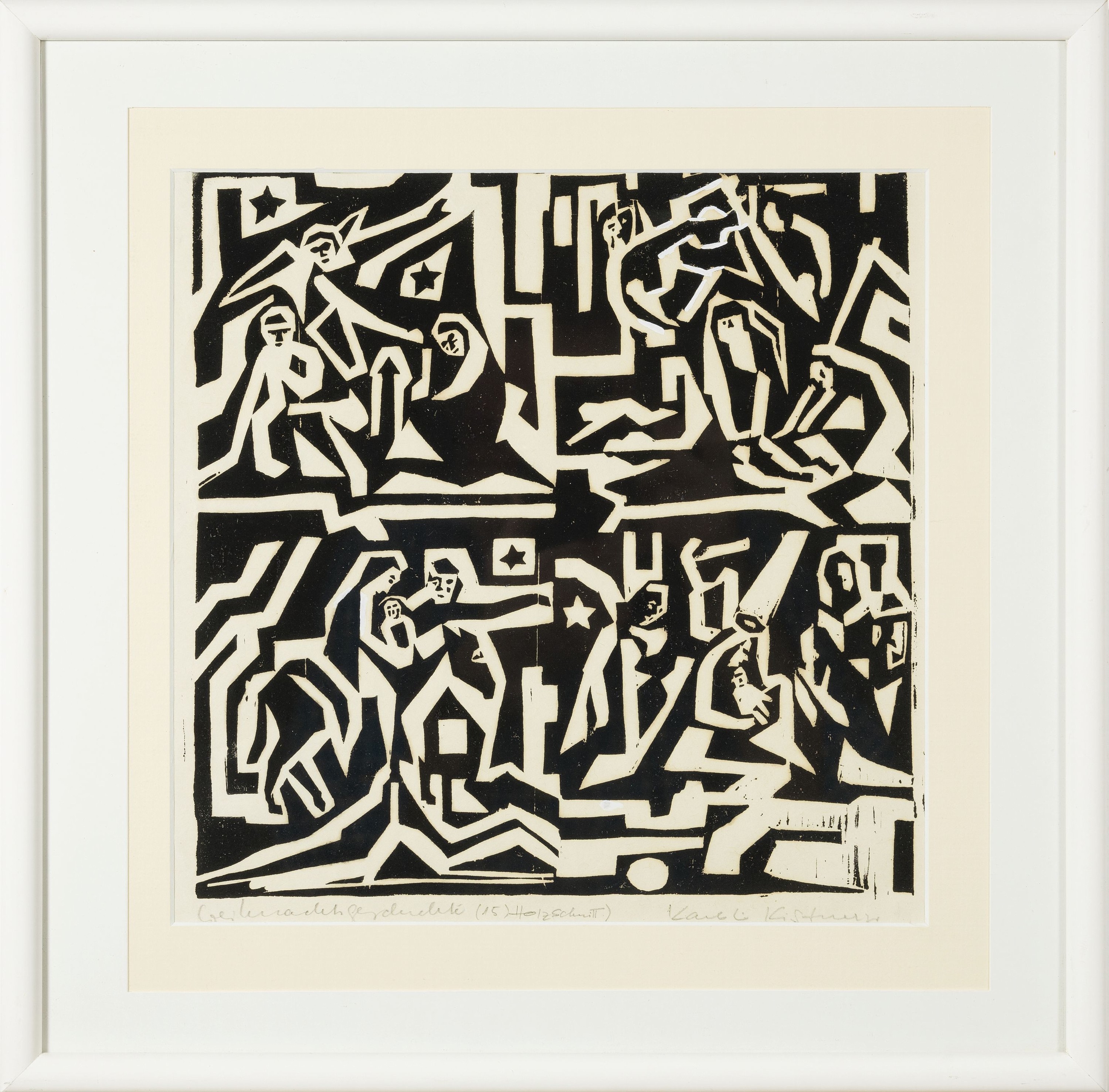 Detail k: Karl Kistner, 1926 Medard/Glan-2017 Ludwigshafen, Weihnachtsgeschichte, Holzschnitt, sign., betitelt, ca. 28x28cm, PP, u.Gl., R. ca. 42x42cm, Studium ...