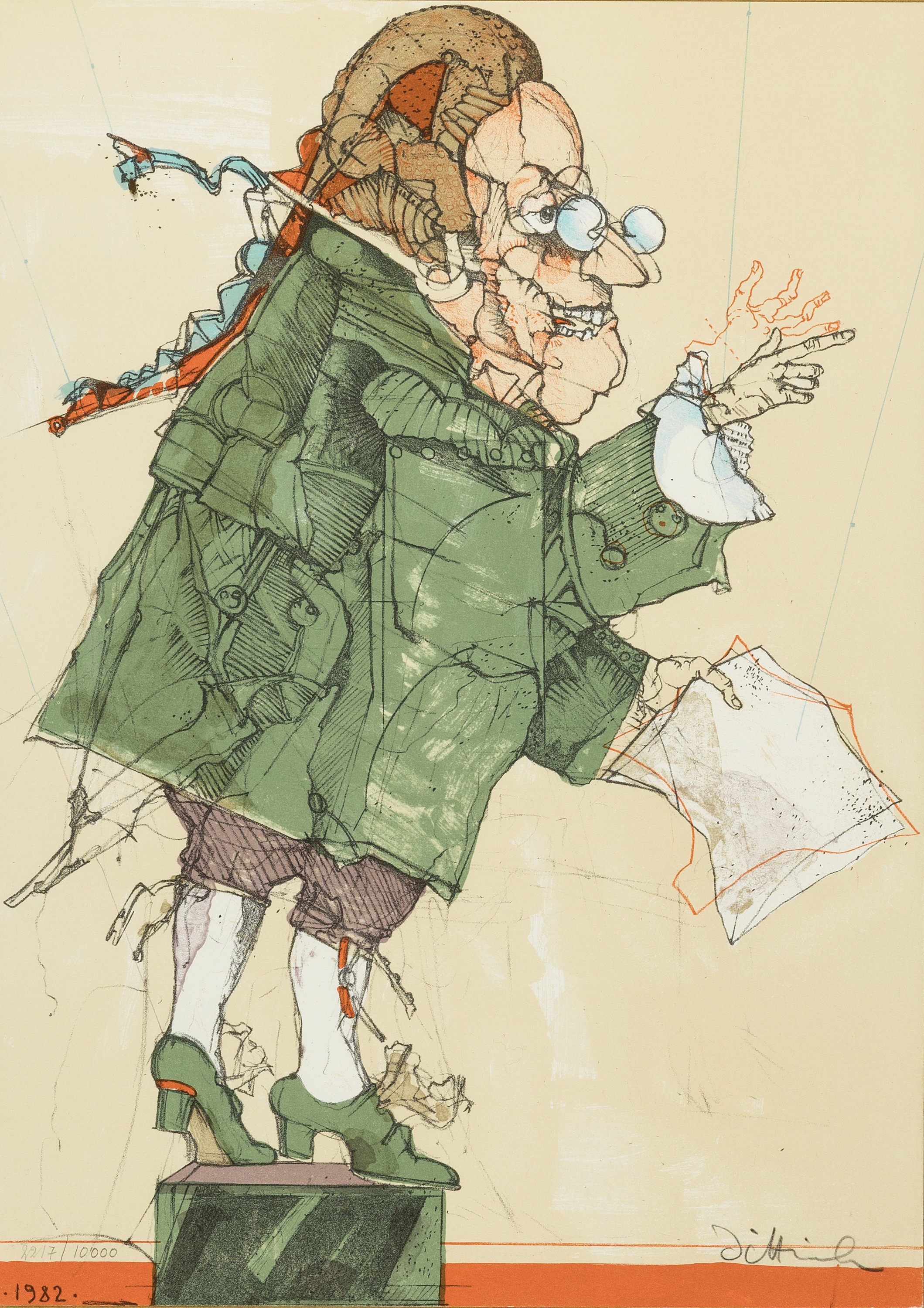 Simon Dittrich, 1940 Teplitz-2024 Stuttgart,3 Grafiken: Architekt, Farbradierung, sign. und dat. 81, num. 87/200, ca. 39x29cm, PP, u.Gl., R. ca. ...