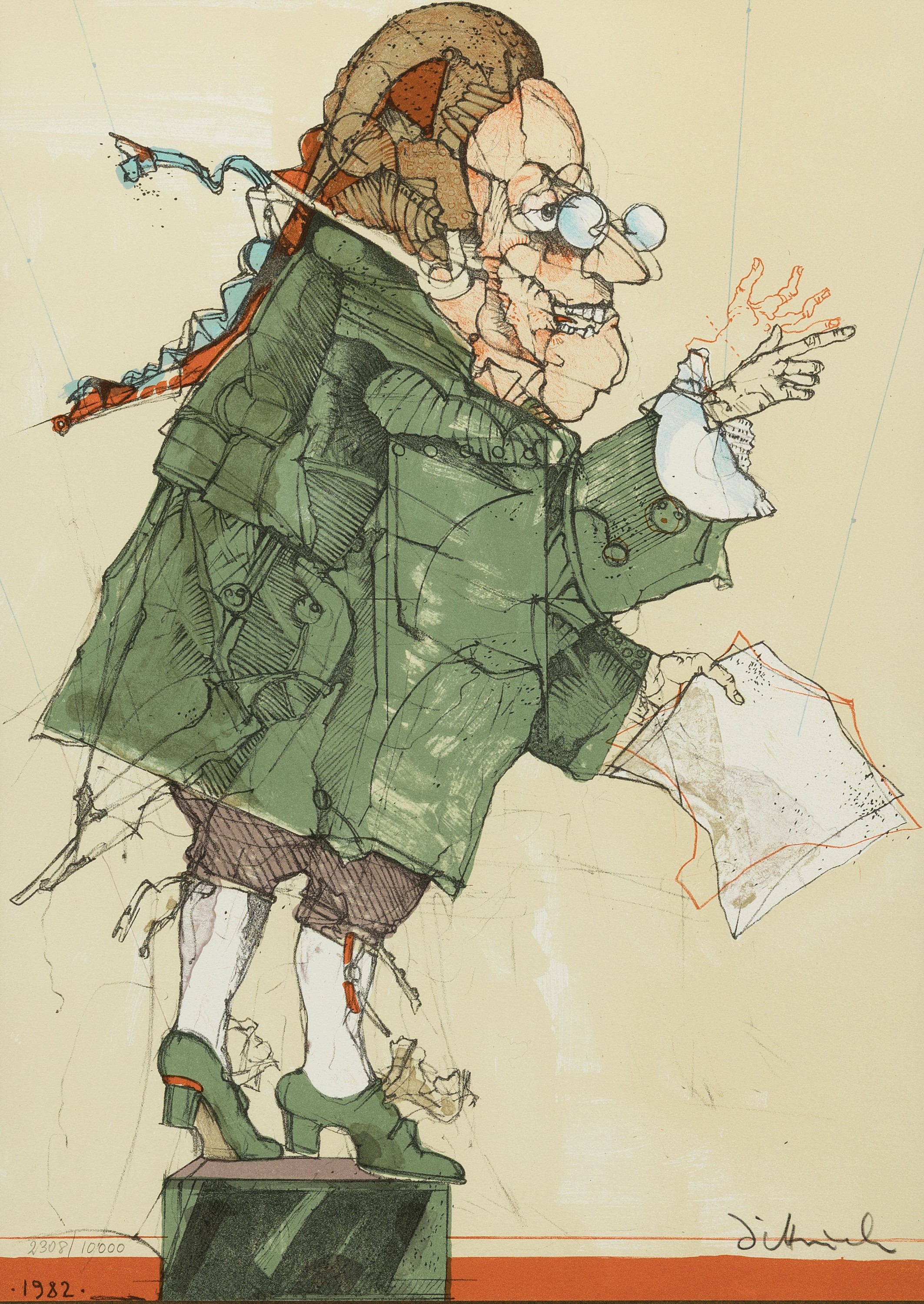 Detail b: Simon Dittrich, 1940 Teplitz-2024 Stuttgart,3 Grafiken: Architekt, Farbradierung, sign. und dat. 81, num. 87/200, ca. 39x29cm, PP, u.Gl., R. ca. ...