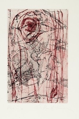 Dagmar Ranft-Schinke, geb. 1944 Chemnitz, Phönix, Farbradierung, sign. und betitelt, in der Platte dat. 85, ca. 25x16cm, PP, u.Gl., R. ca. 50x40cm, ...