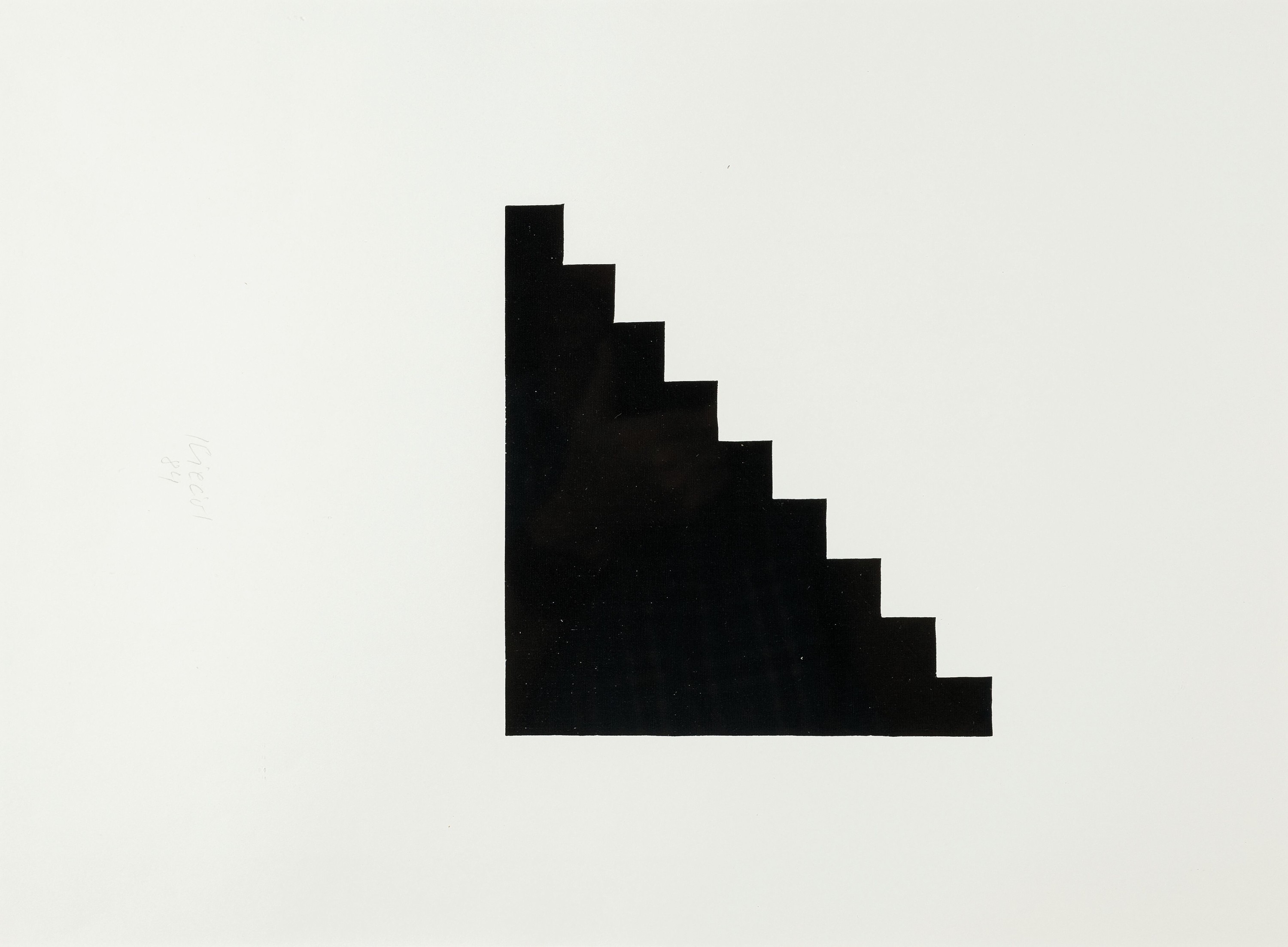 Hubert Kiecol, geb. 1950 Bremen, Treppe, Holzschnitt, sign. und dat. 84, ca. 16x18cm, PP, u.Gl., R. ca. 51x41cm, Professor an der Akadmie Düsseldorf