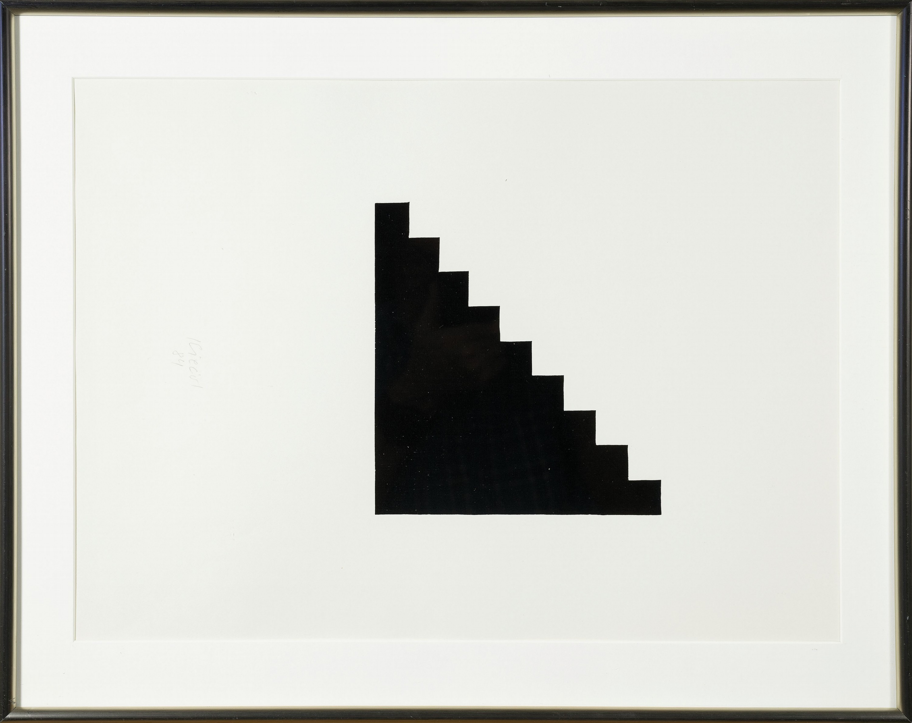 Detail k: Hubert Kiecol, geb. 1950 Bremen, Treppe, Holzschnitt, sign. und dat. 84, ca. 16x18cm, PP, u.Gl., R. ca. 51x41cm, Professor an der Akadmie Düsseldorf