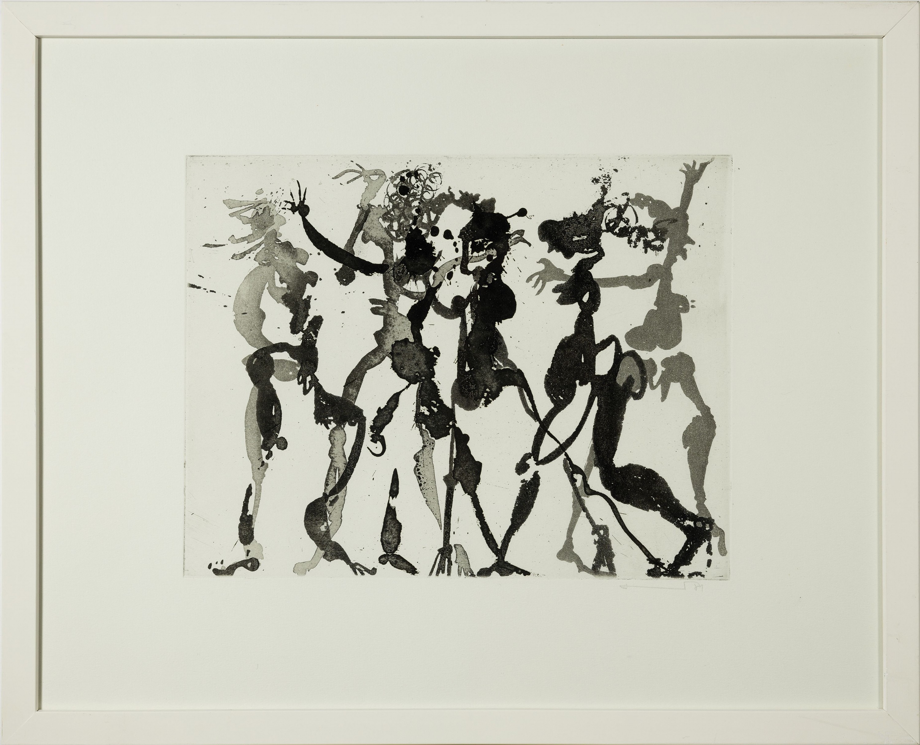 Detail k: Armin Sandig, 1929 Hof/Saale-2015 Hamburg, 2 Grafiken: Abstrakt-figürliche Komposition, Lithographie, handsign. und dat. 81, ca. 25x 31cm, u.Gl., R. ...