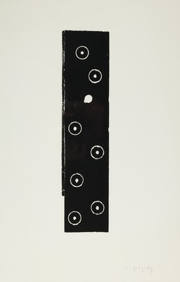 Detail a: Norbert Prangenberg, 1949 Nettesheim-2012 Krefeld, 2 Grafiken: Kreise mit Punkten, Holzschnitt, sign., ca. 39x9cm, u.Gl., R. ca. 67x47cm; Ovale ...