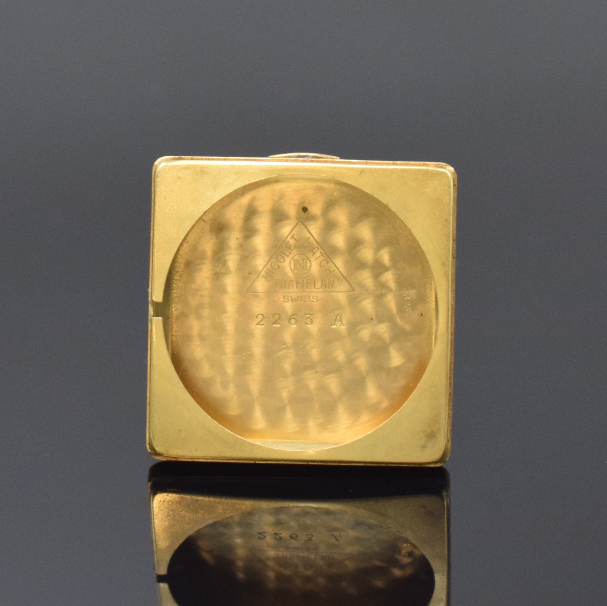 Detail c: NICOLET WATCH Armbanduhr in GG 750/000, Schweiz um 1960, Automatik, 2-teil. Geh., Boden m. Widmung aufgedr., silb. Zifferbl. m. aufgel. Indizes ...