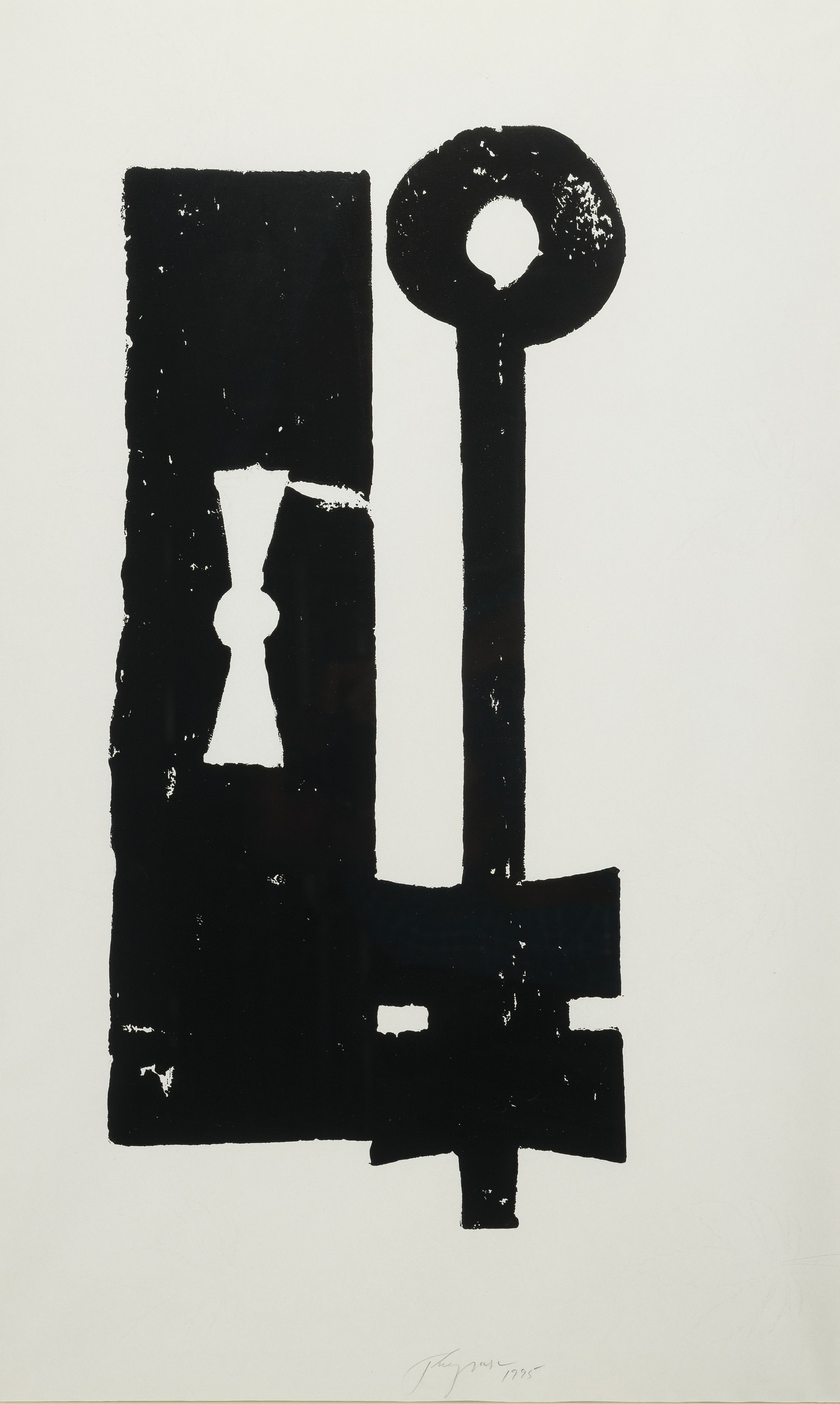 Detail a: Felix Droese, geb. 1950 Singen, 3 Holzschnitte: Unser Leben, sign. und dat. 1982, ca. 60x45cm, PP, u.Gl., R. ca. 97x77cm; a-Schlüssel im Holz, sign. ...