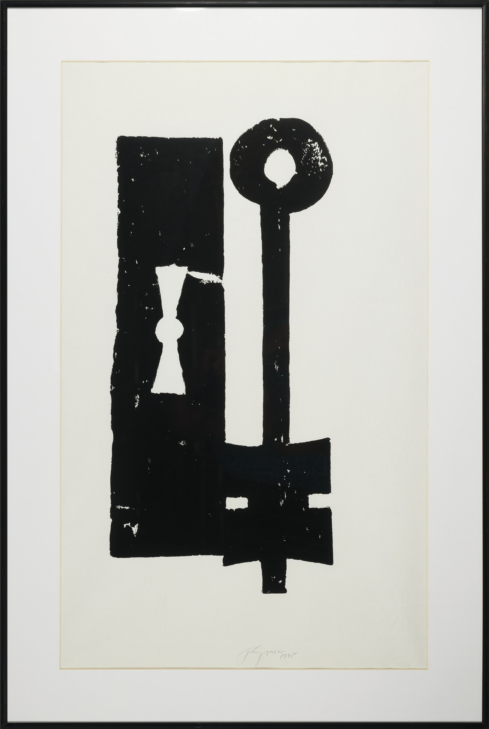 Detail l: Felix Droese, geb. 1950 Singen, 3 Holzschnitte: Unser Leben, sign. und dat. 1982, ca. 60x45cm, PP, u.Gl., R. ca. 97x77cm; a-Schlüssel im Holz, sign. ...
