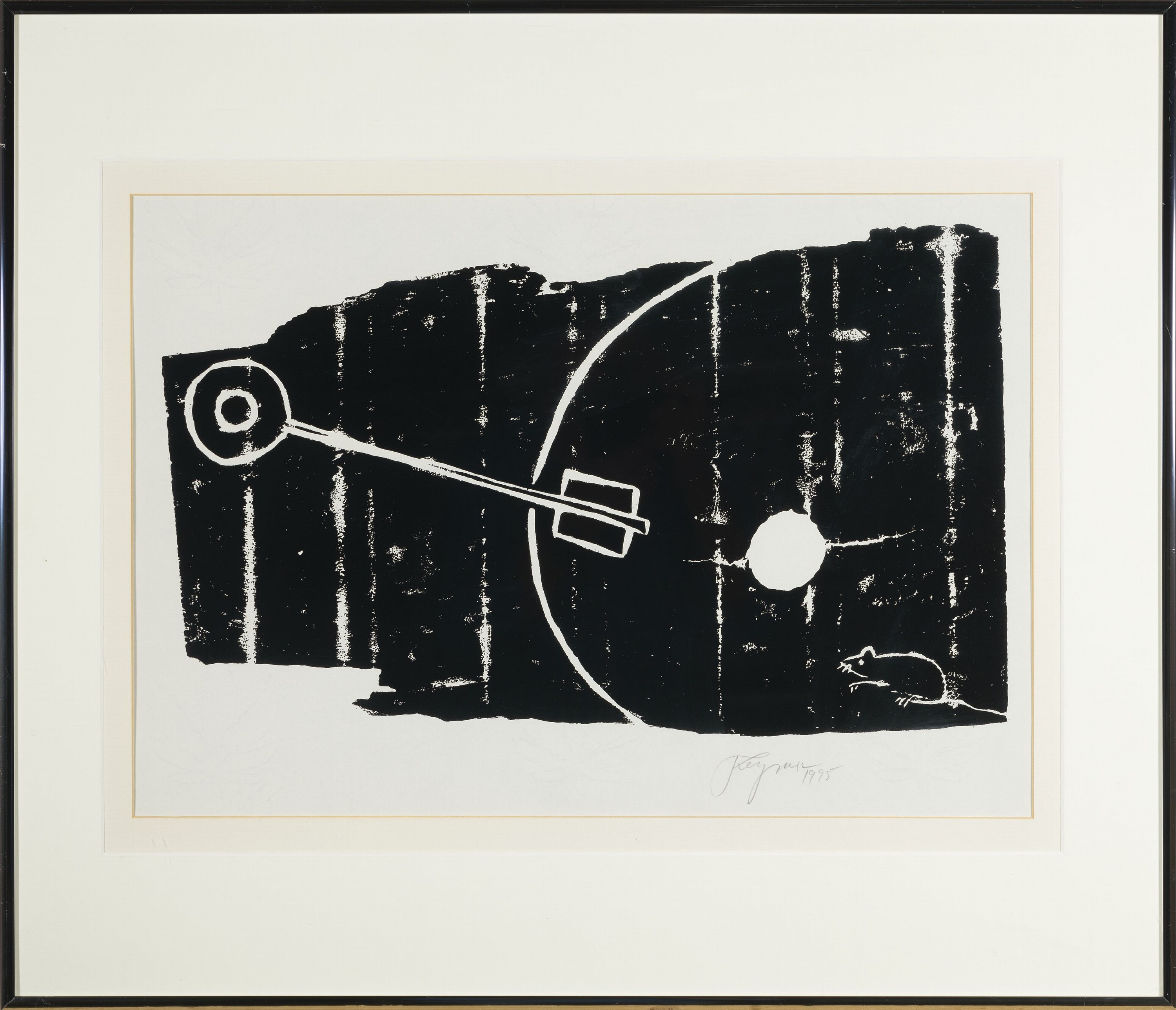 Detail m: Felix Droese, geb. 1950 Singen, 3 Holzschnitte: Unser Leben, sign. und dat. 1982, ca. 60x45cm, PP, u.Gl., R. ca. 97x77cm; a-Schlüssel im Holz, sign. ...